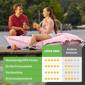 Green Bean Sitzsack Square (XXL Riesensitzsack 140x180cm 380 Liter Kinder & Erwachsene Bean Bag EPS Perlen Füllung, Groß Draußen Outdoor Liegekissen), Waschbar Wetterfest Lounge Sitzkissen Bodenkissen