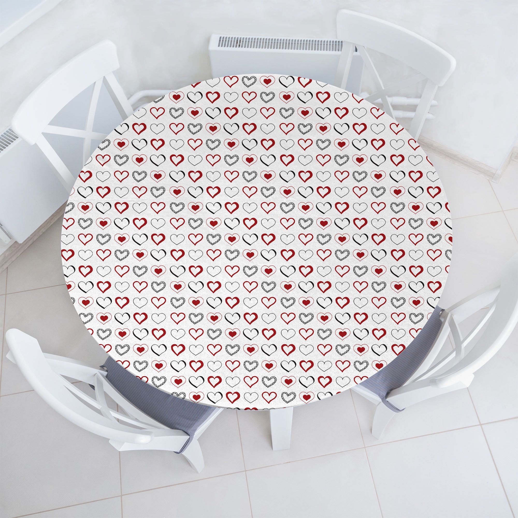 Abakuhaus Tischdecke Rundum-elastische Stofftischdecke, Liebe Doodle Hipster Romantik