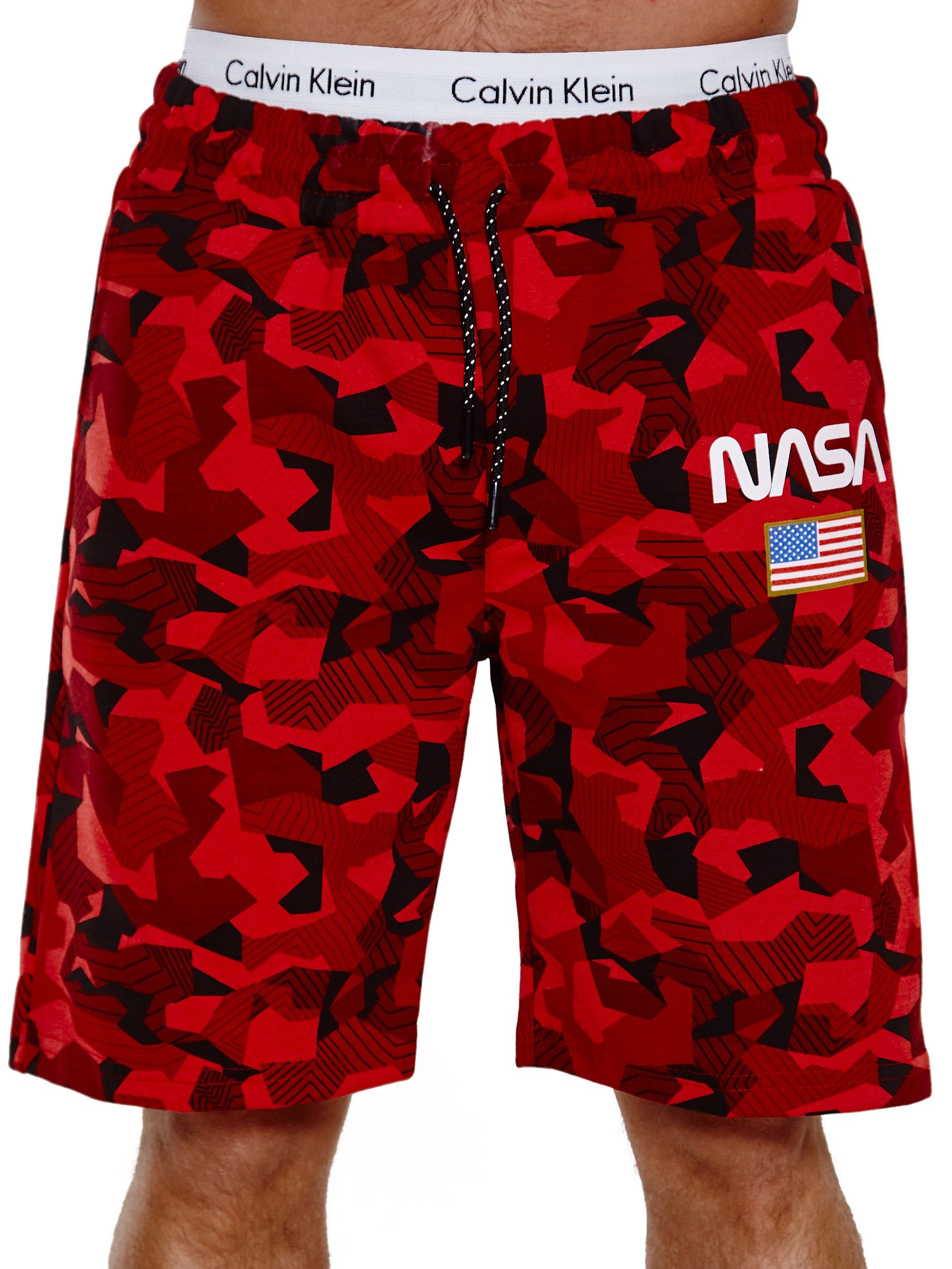 OneRedox Shorts SH-3711 (Kurze Hose Bermudas Rot Fitness Design) Casual Sweatpants, Freizeit 1-tlg., modischem Camo im