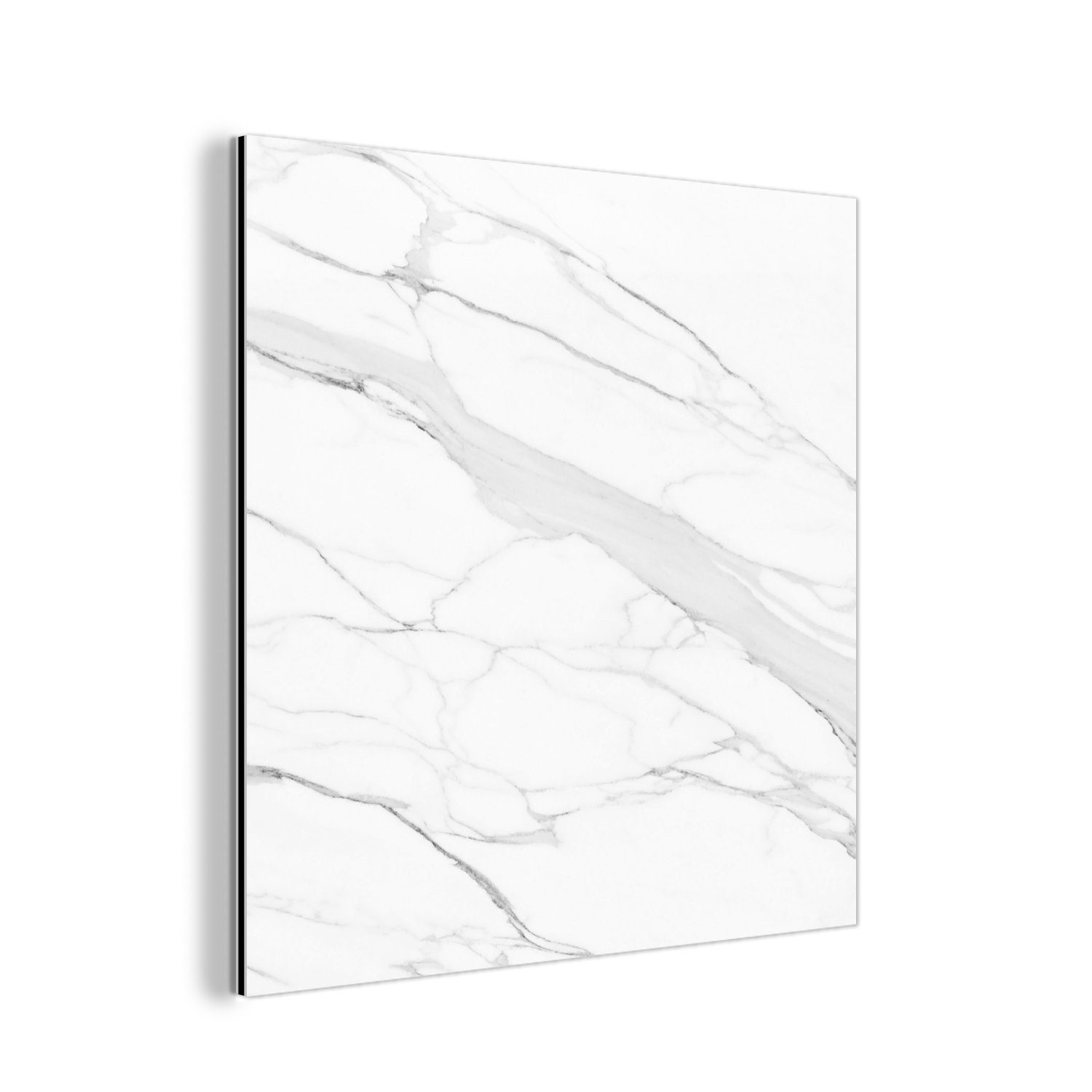 St), Metall, Marmor - Gemälde - - Muster - aus MuchoWow Metallbild Luxus Alu-Dibond-Druck, - (1 Linie deko Aluminium Weiß Marmoroptik,