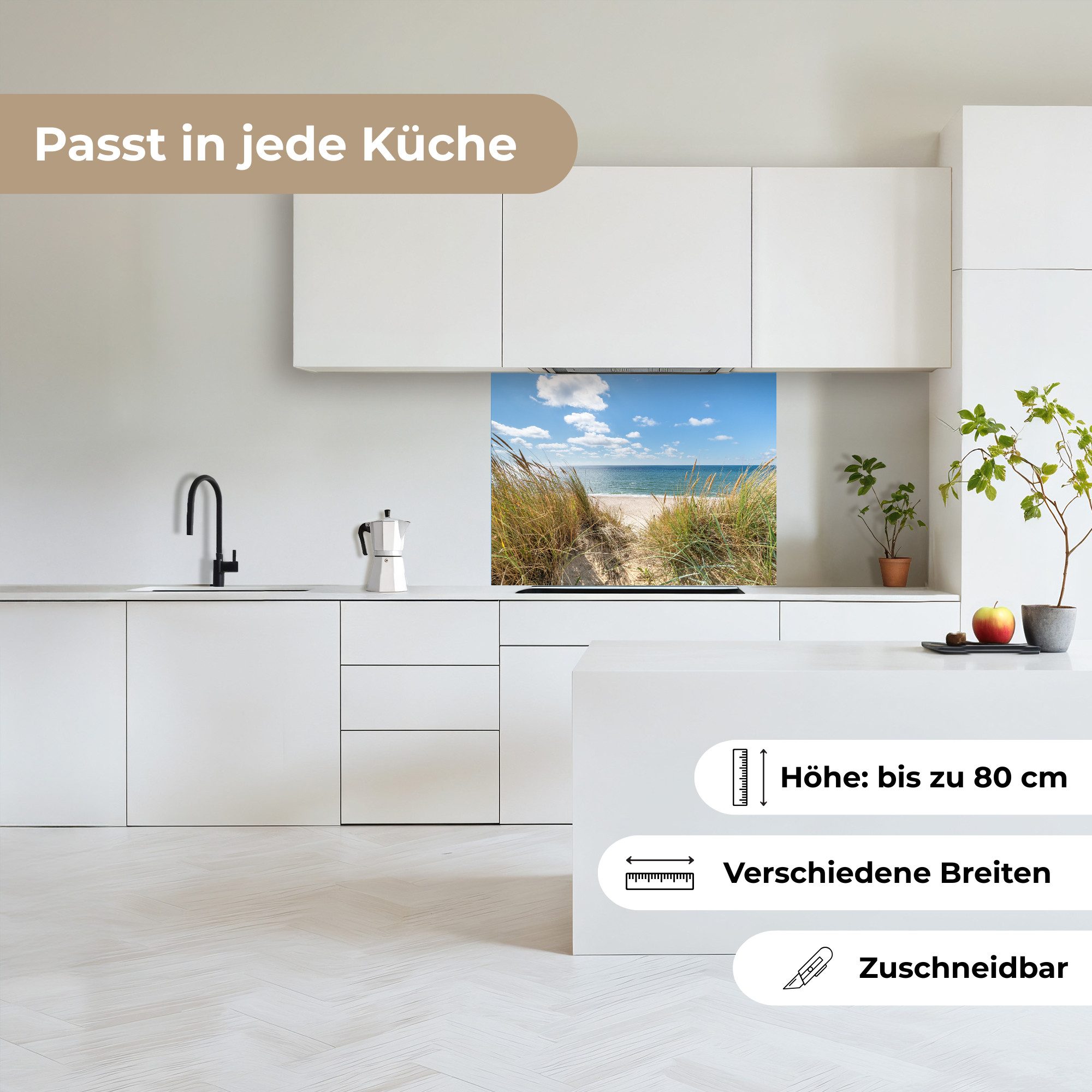 KitchenYeah Küchenrückwand selbstklebend Düne - Gras - Meer - Strand, (1-tlg), Spritzschutz, Küche, Rückwand, Küchenwand, Küchenfront, 80x60 cm – Bild 4 von 5