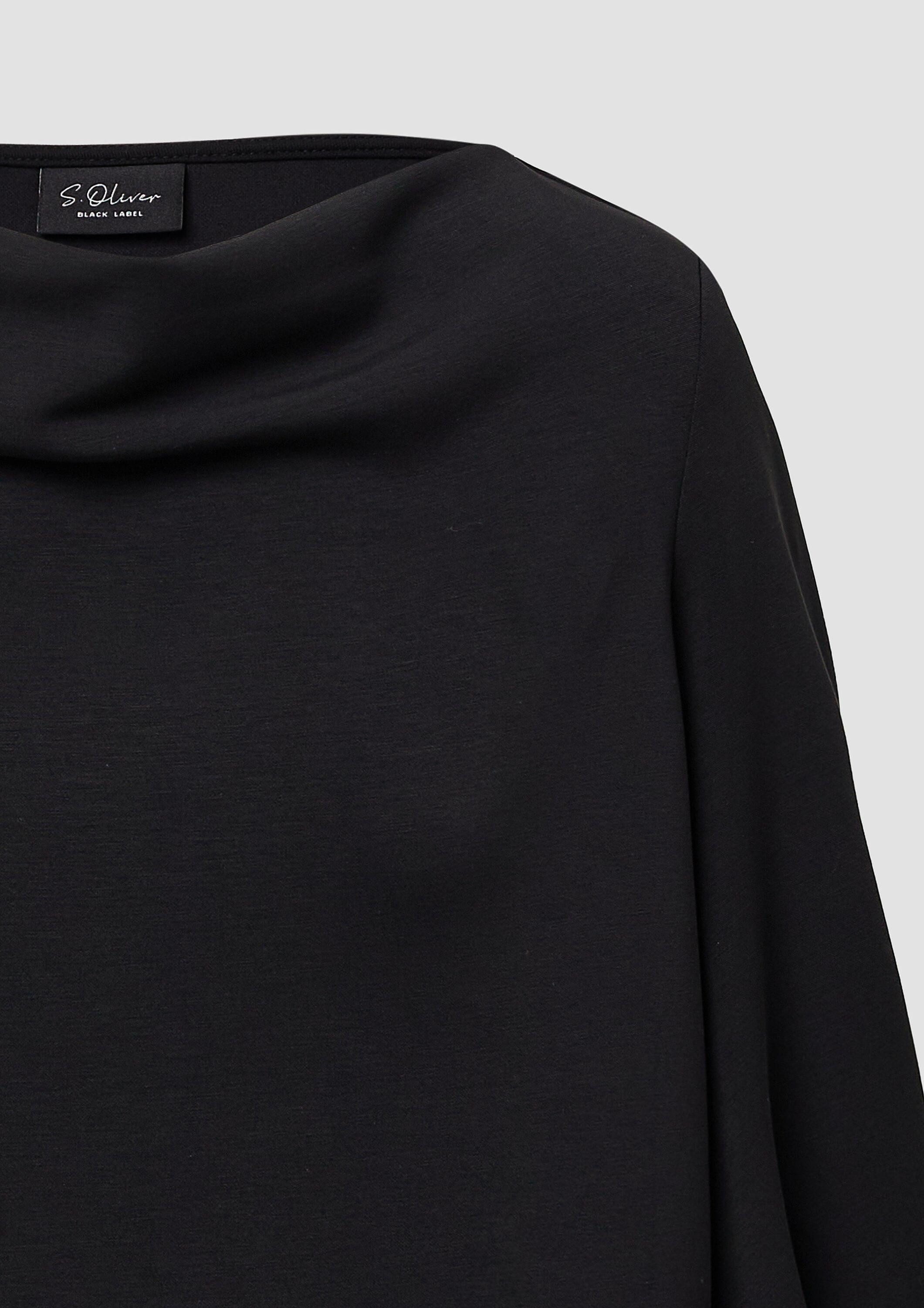 s.Oliver 3/4 Arm-Pullover Sweatshirt Weiches Sweatshirt aus Scuba mit Wasserfall-Ausschnitt