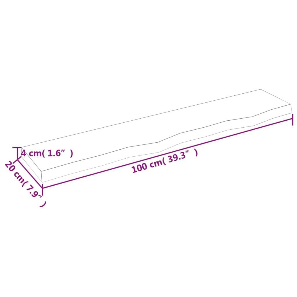 Unbehandelt 100x20x4 cm Wandregal Eiche Massivholz furnicato