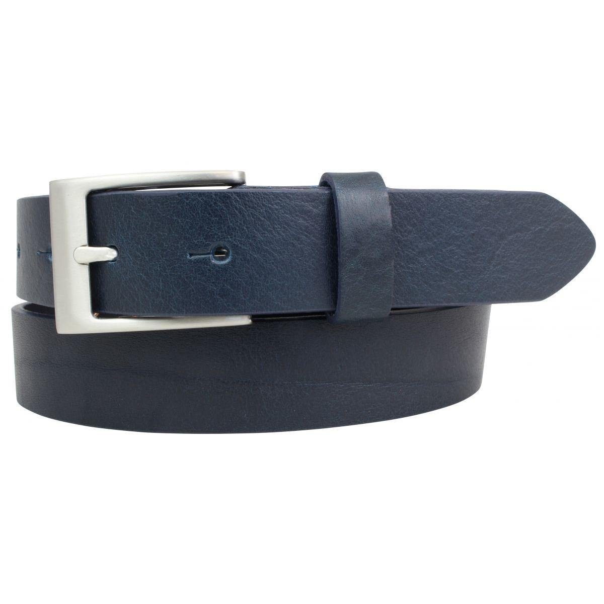 BELTINGER Ledergürtel Gürtel aus Vollrindleder 3 cm - Anzug-Gürtel für Damen Herren 30mm - C Marine, Silber