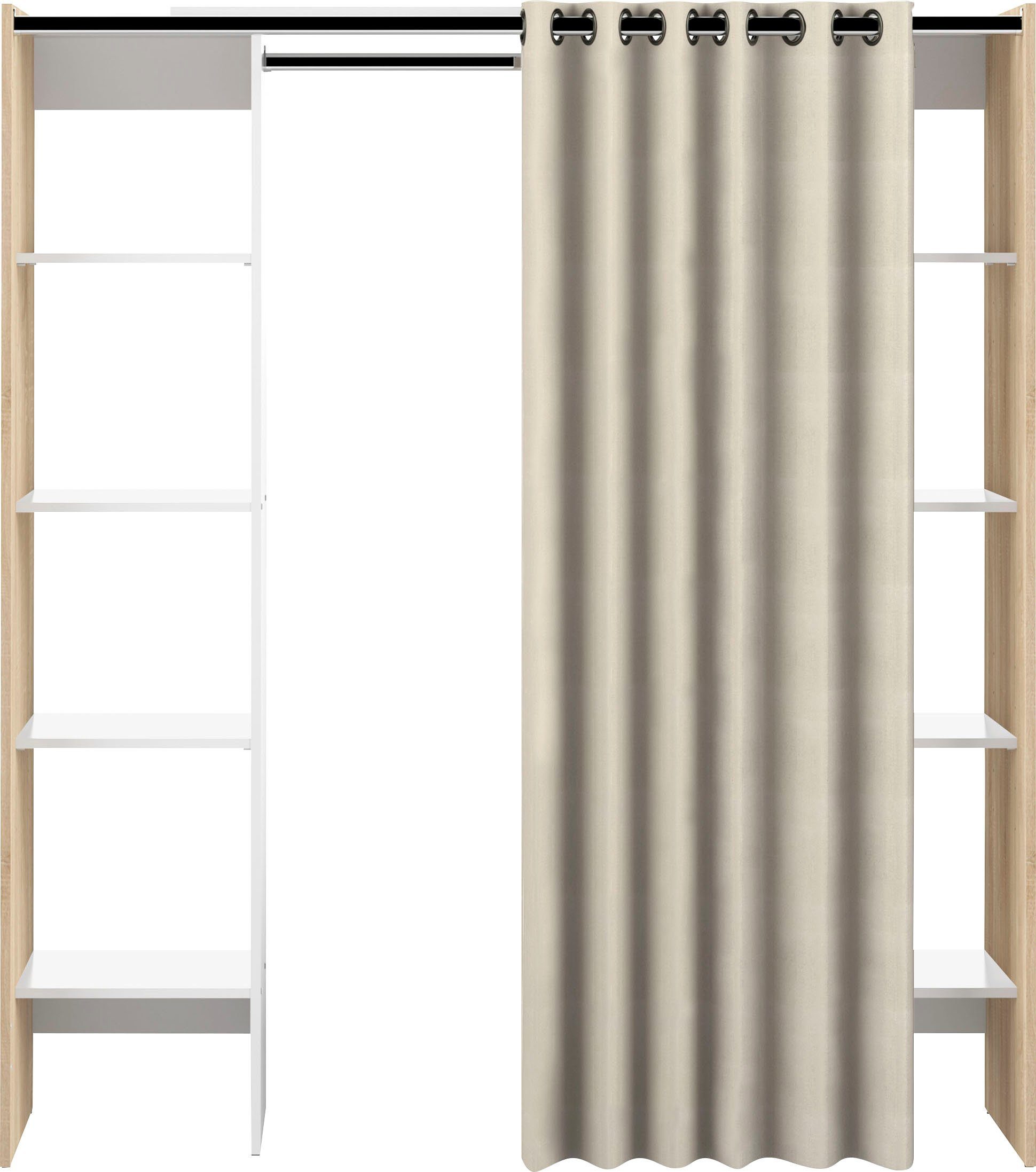 TemaHome 185,3 cm Kleiderschrank TOM | auf eichefarben/weiß Ausziehbarer eichefarben