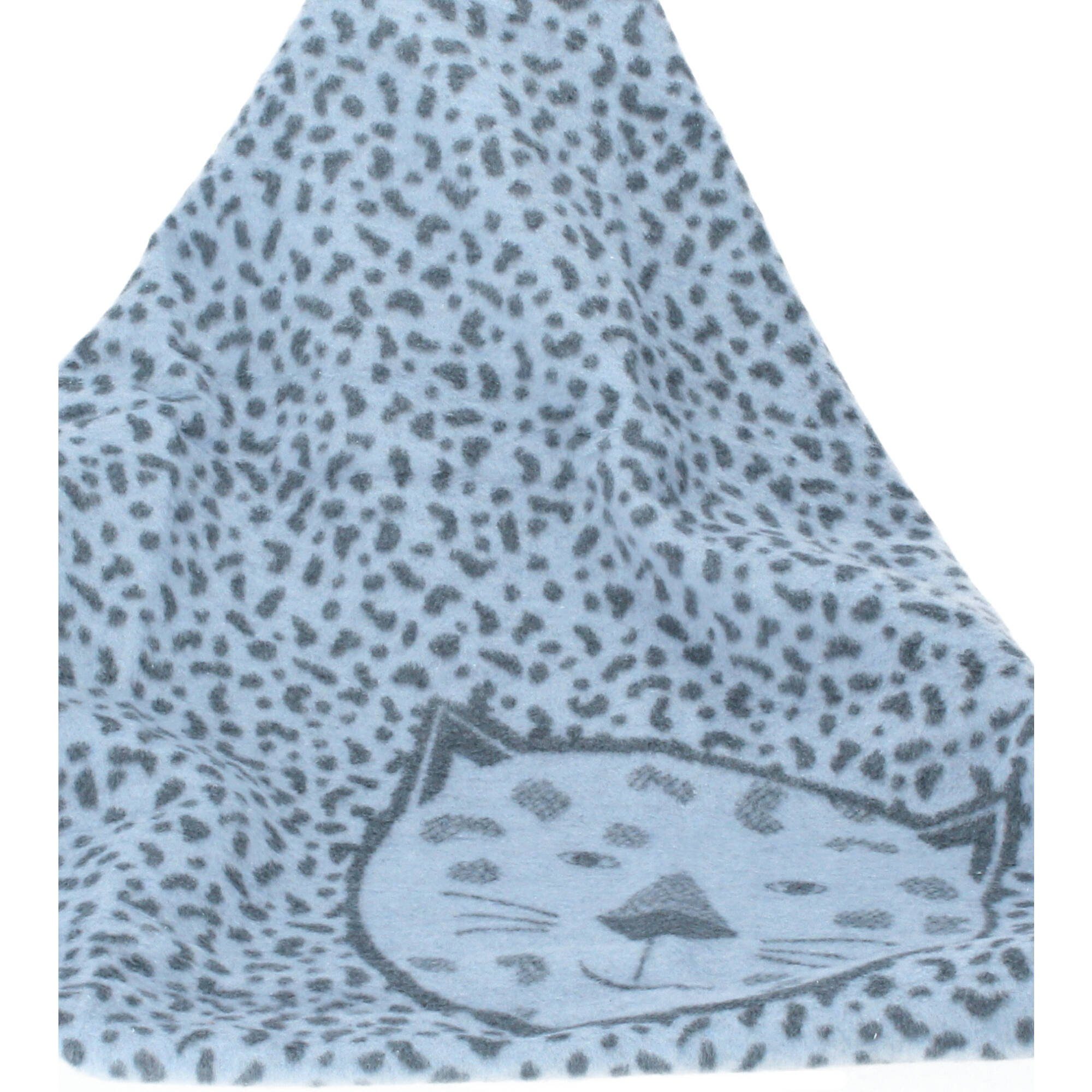 Babydecke VELVET Kids Plaid Leopard 65x90 cm hellblau, DAVID FUSSENEGGER