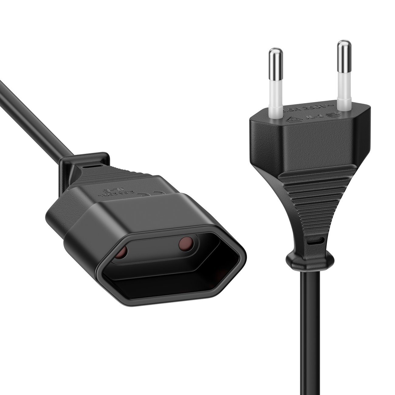 deleyCON deleyCON 3m Stromkabel Verlängerung Eurostecker auf Typ-C Euro Buchse Stromkabel