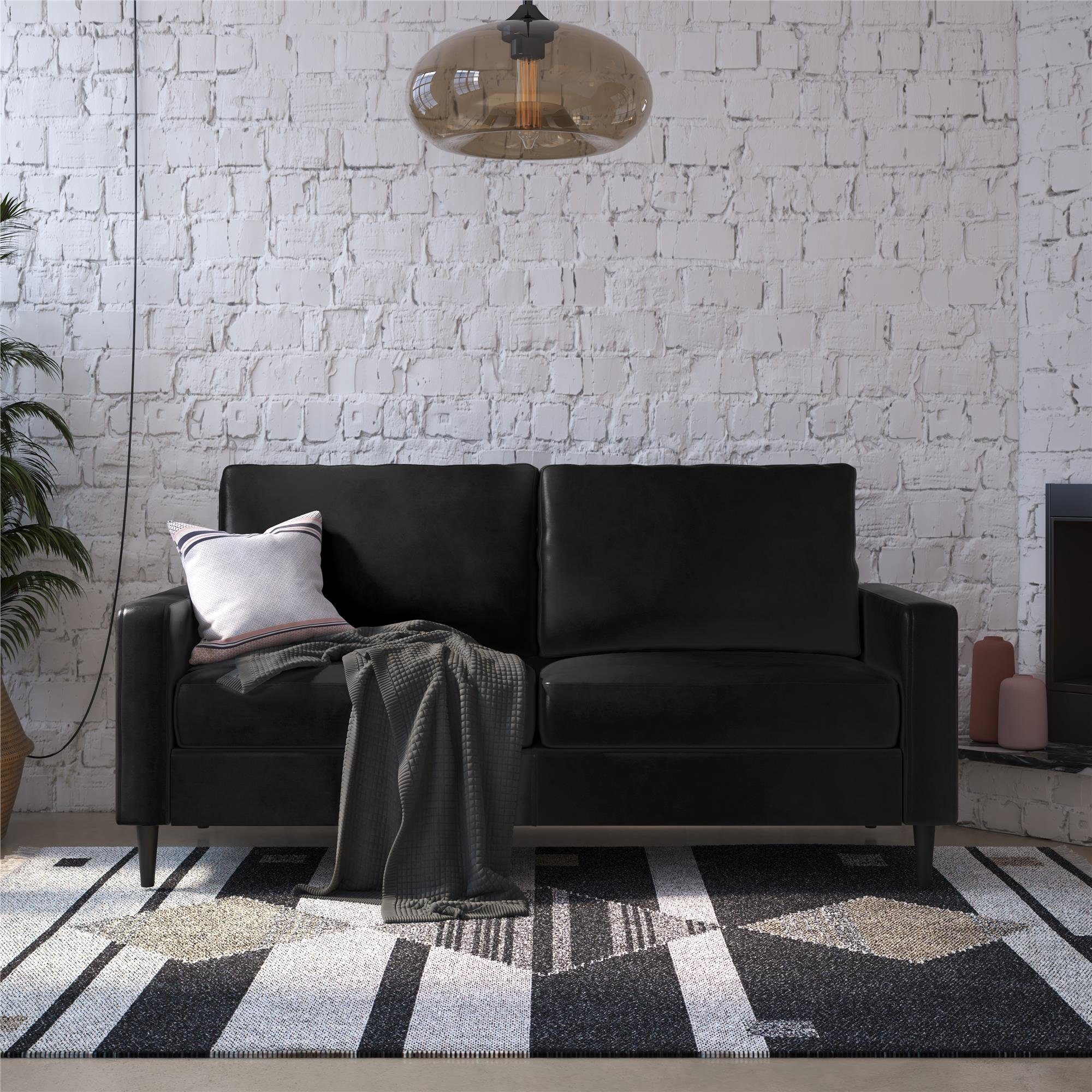 Bezug Couch, cm in 3-Sitzer, Länge Wainwright, schwarz Lederoptik, Sofa 183 loft24