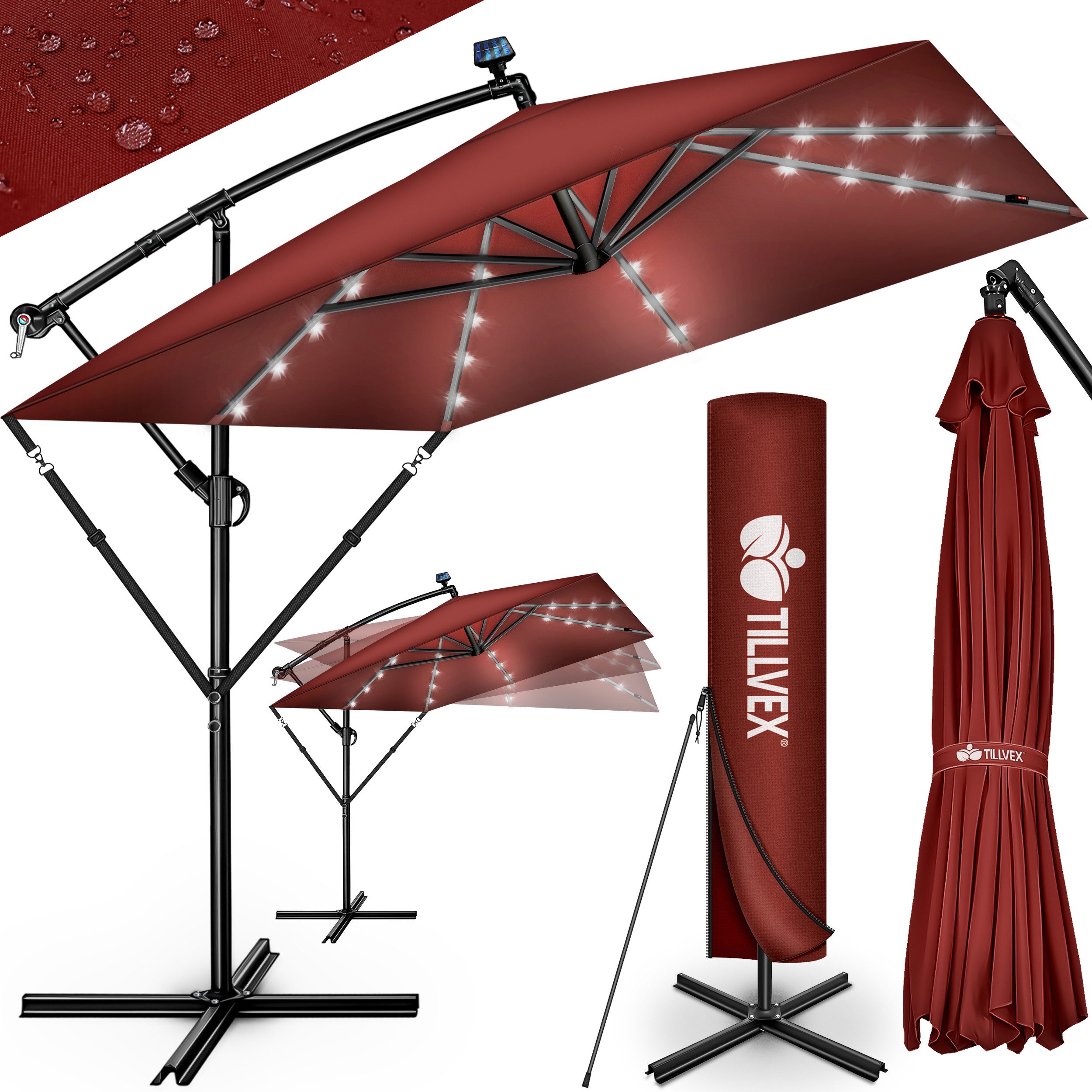 tillvex Sonnenschirm tillvex® Sonnenschirm LED Solar günstig online kaufen