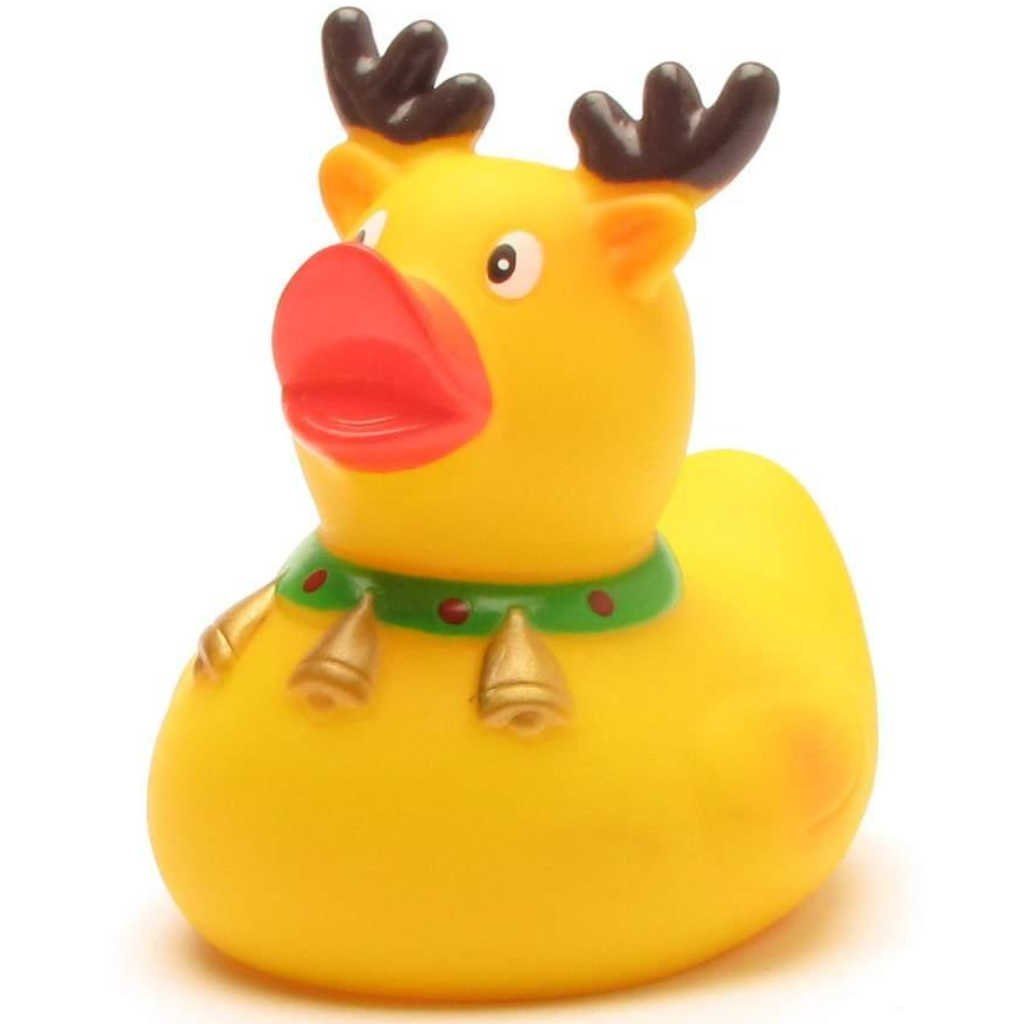 Badespielzeug Quietscheente Glöckchen Rentier mit Weihnachts-Badeente Schnabels