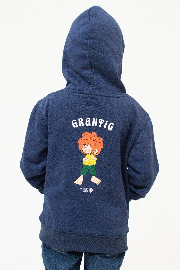Bavarian Caps Trachtenhemd Hoodie Kids - GRANTLER KLUB: PUMUCKL - dunkelblau, hellblau