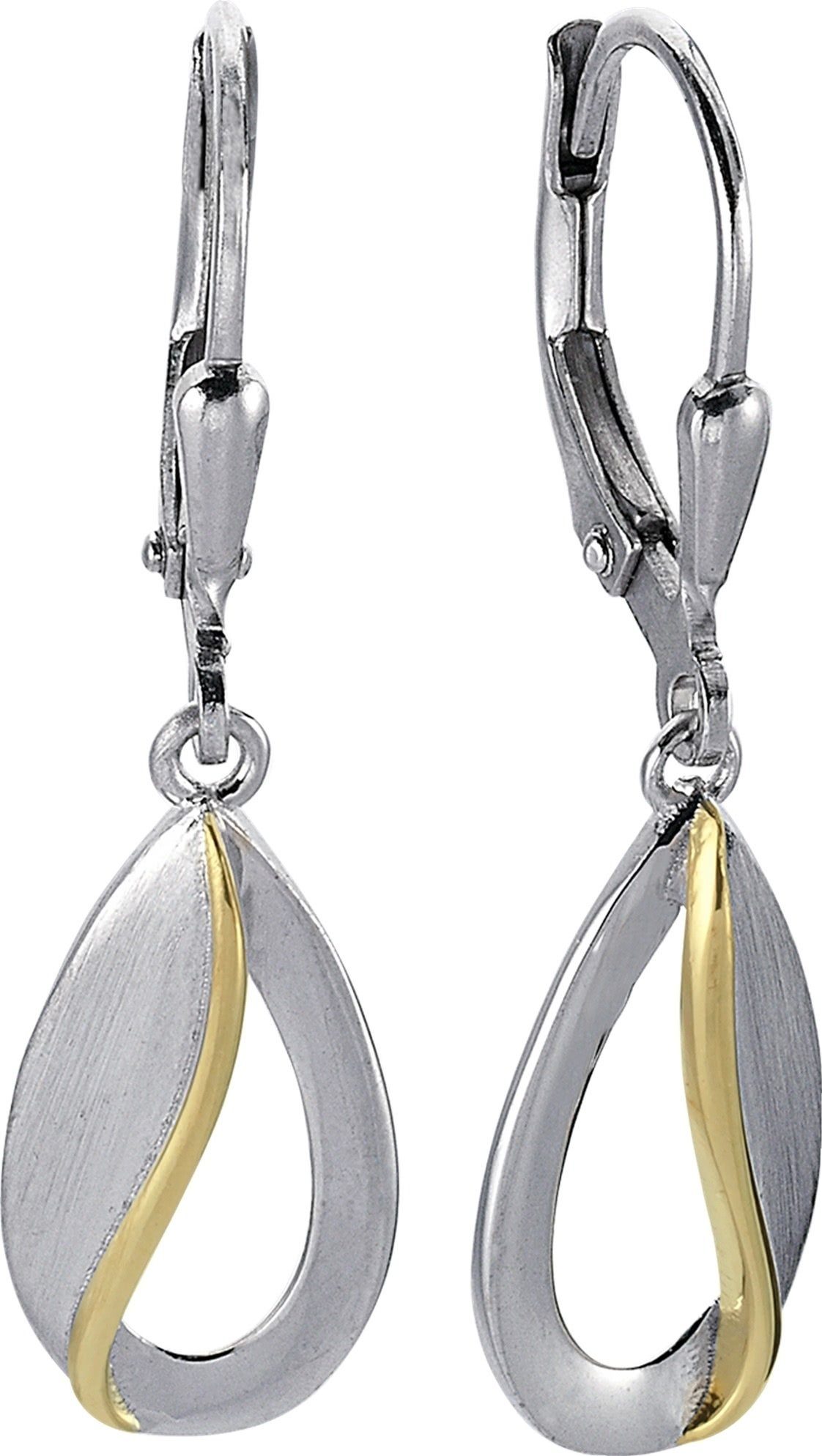 Balia Paar Ohrhänger Balia Damen Ohrringe matt 925 Silber (Ohrhänger), Damen Ohrhänger Träne aus 925 Sterling Silber, Farbe: silber, gold