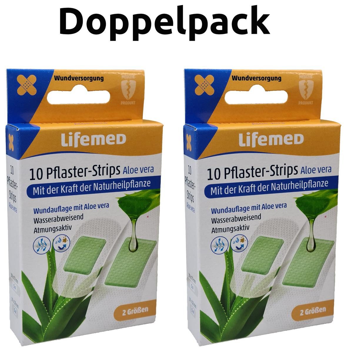 LifeMed Wundpflaster 120x Pflaster-Strips weiss "Aloe vera" 2 Größen, AloeVera Pflaster Wundpflaster Streifenpflaster Wundpflaster Wundschne