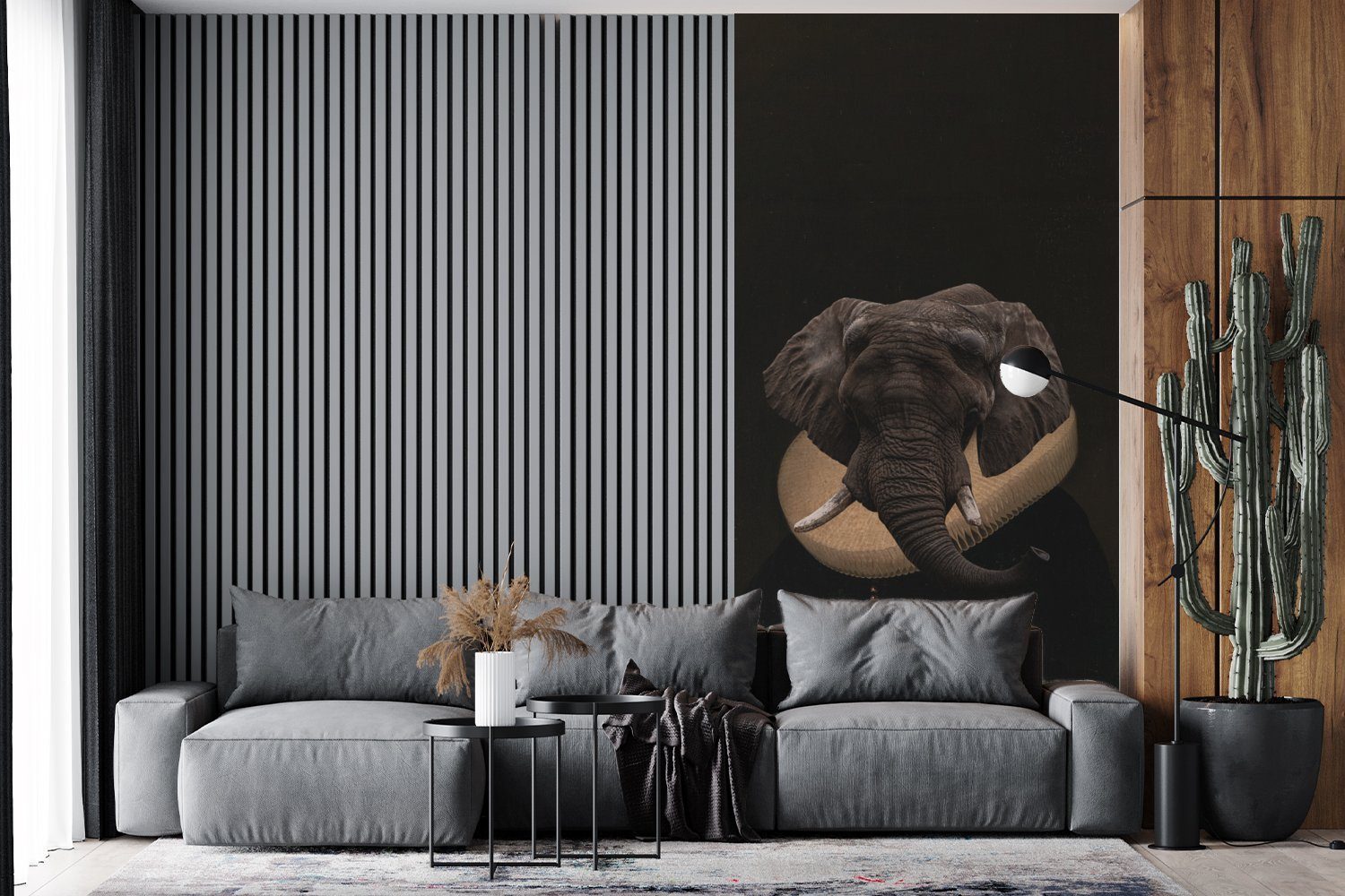 MuchoWow Fototapete Elefant - Kunst für bedruckt, - St), Fototapete Schlafzimmer Tiere, Küche, Vliestapete Matt, Wohnzimmer (2