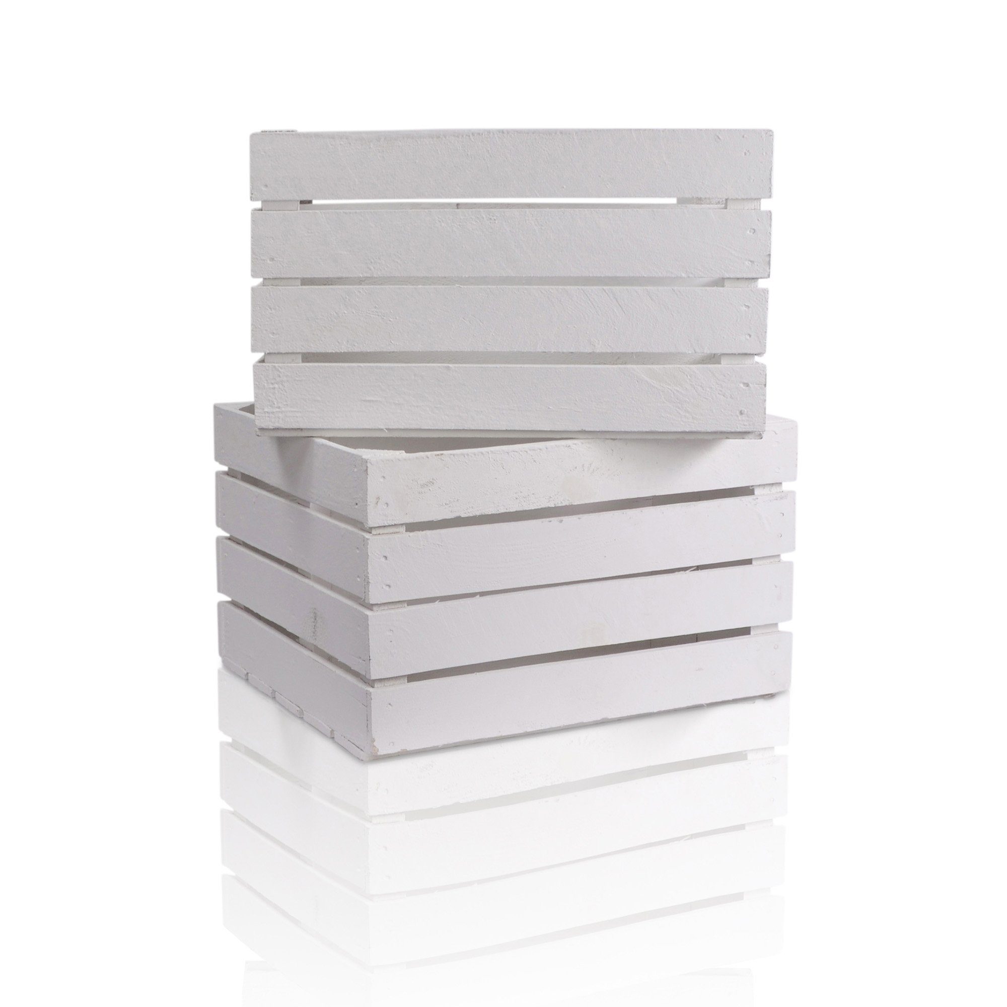 CHICCIE Holzkiste Langes Regal Weiß 50x40x30cm - Kisten Weinkiste (2 St) günstig online kaufen