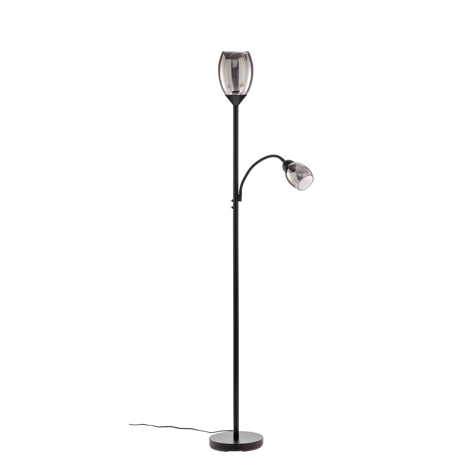 Lindby Stehlampe Irmino, Metall, Schwarz IP20, 1 x 15 W LED E27 + 1 x 10 W LED E14
