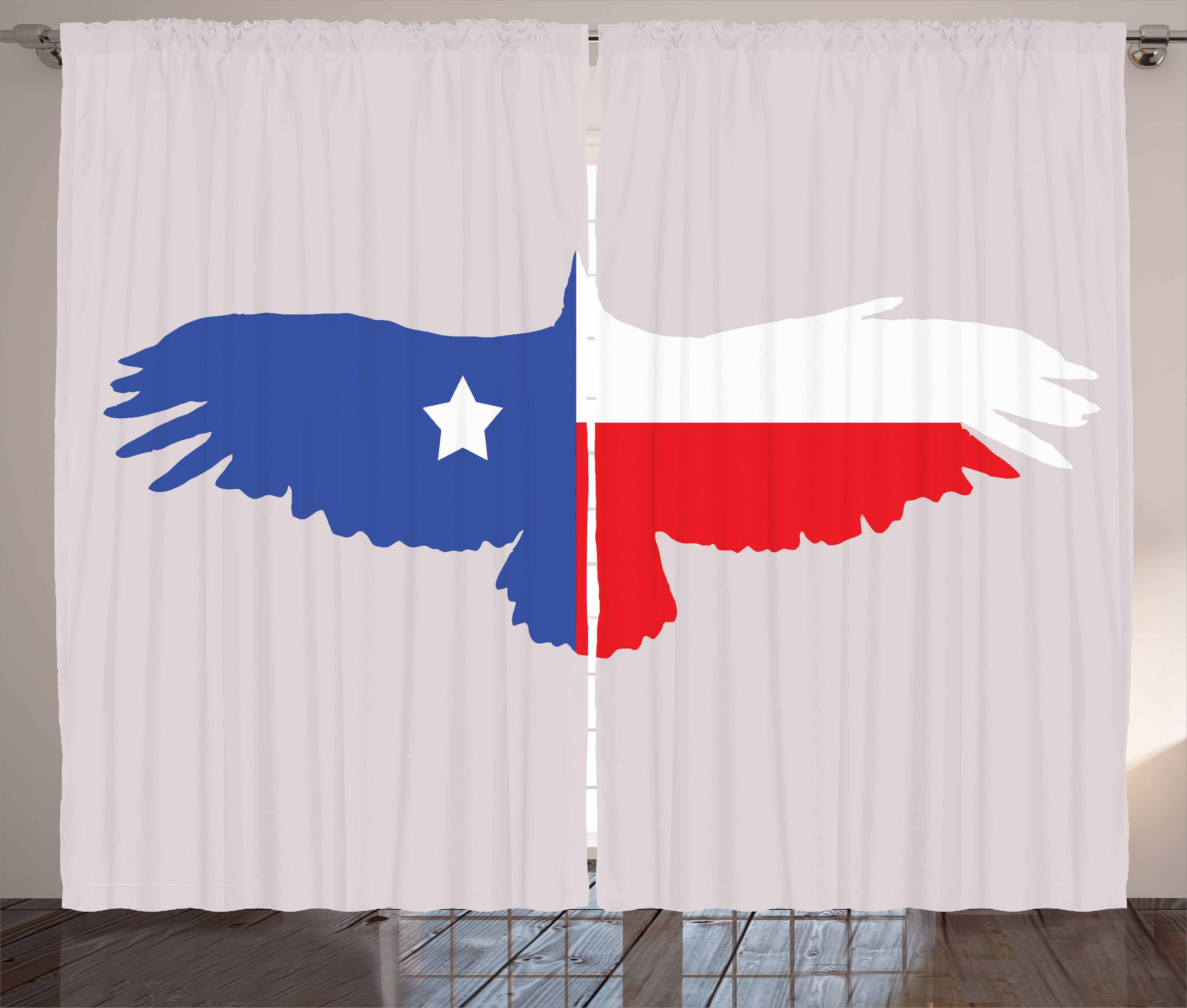 Schlaufen Schlafzimmer Kräuselband Vorhang Eagle-Entwurf Haken, mit Bald und Star Texas Gardine Abakuhaus,