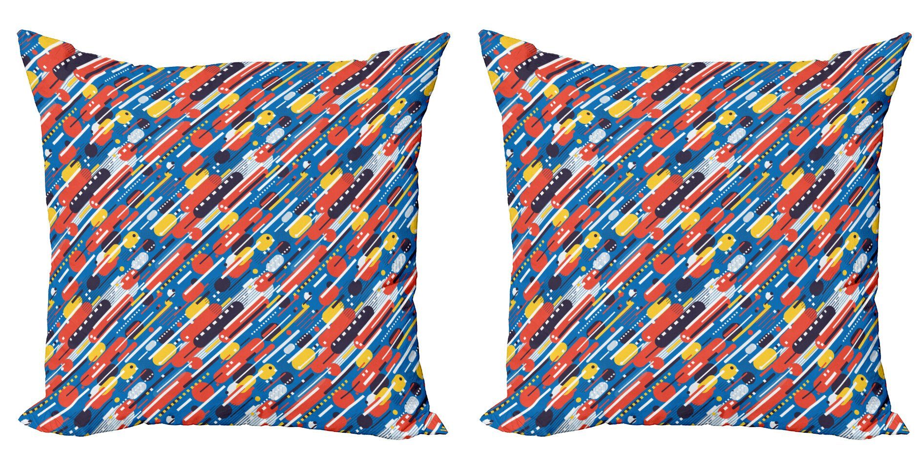 Kissenbezüge Modern Accent Doppelseitiger Digitaldruck, Abakuhaus (2 Stück), Bunt Diagonal Shapes Entwurf