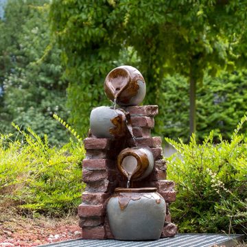 Köhko Gartenbrunnen Riesa mit Mauerwerk und Krügen Wasserfall Wasserspiel für Terrasse