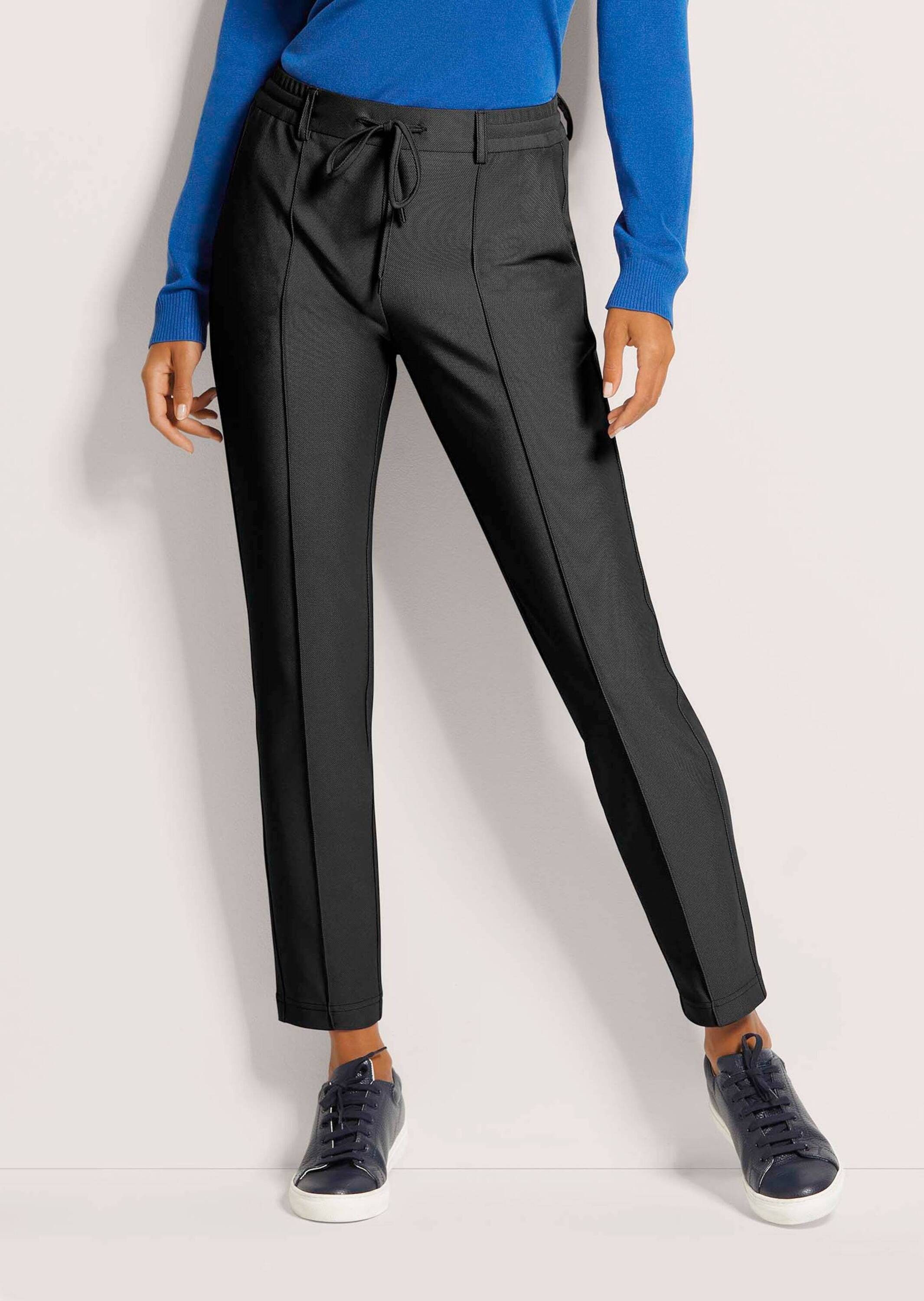 MADELEINE Stoffhose Stretchhose mit Tunnelzug Gerade, knöchellange Hose mit Gürtelschlaufen