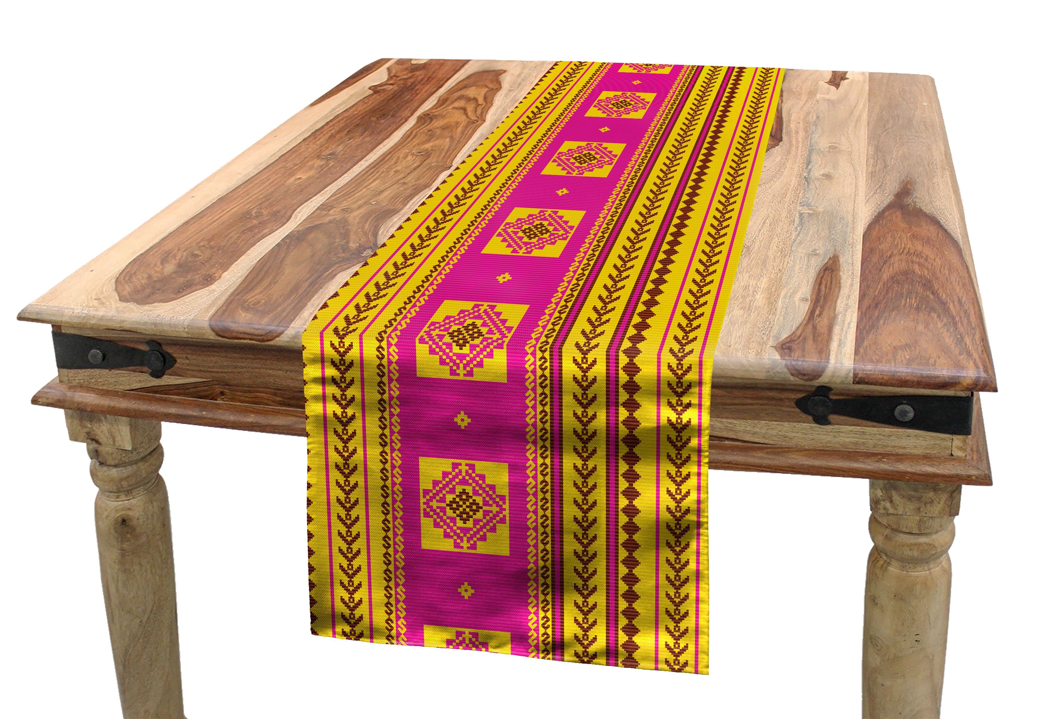 Abakuhaus Tischläufer Esszimmer Küche Rechteckiger Dekorativer Tischläufer, Ethnisch traditionelle Verzierungen