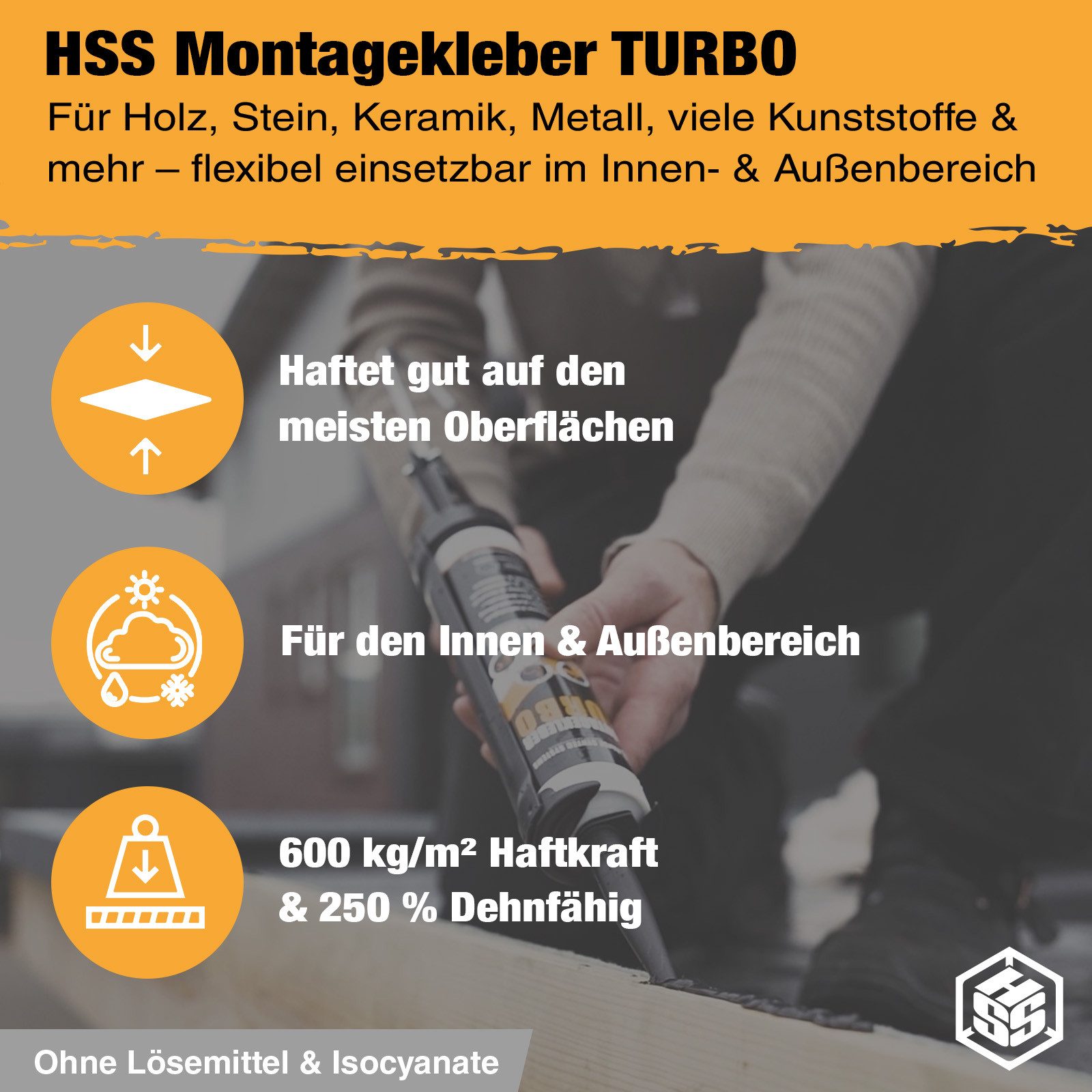 Hanse Syntec Systems Montagekleber TURBO, High Tack MS Polymer, 600 kg/m², Innen, Außen, alle Materialien, Witterungsbeständig,elastisch, geruchsarm, überstreichbar