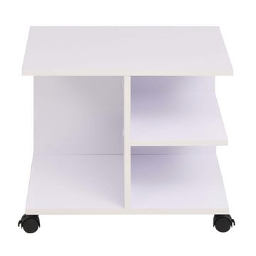 vidaXL Bücherregal Beistelltisch mit Rollen 50×35×42 cm Weiß, 1-tlg.