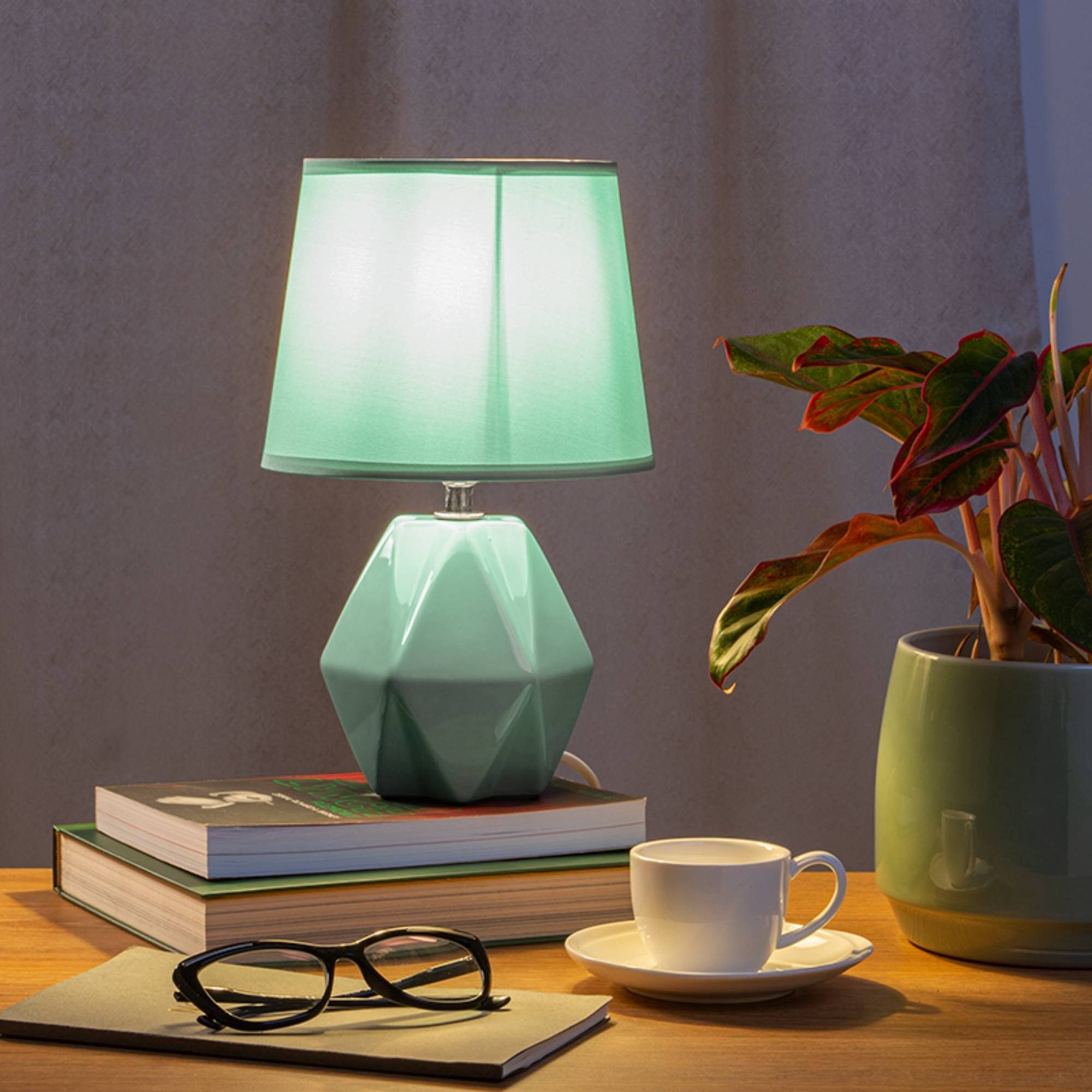 FABO Tischleuchte Nachttischlampe Leuchtmittel Konsimo minze ohne Schreibtischlampe,