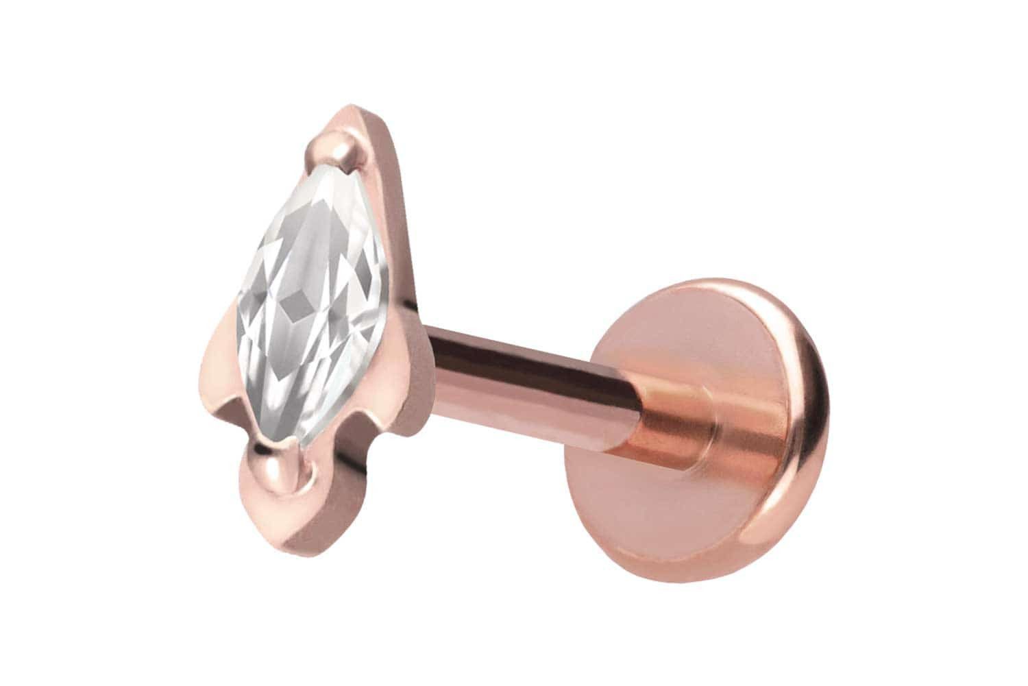 PIERCINGLINE Piercing-Set Titan Labret mit Push Fit KRISTALLRAKETE (Labrets, 1-tlg)