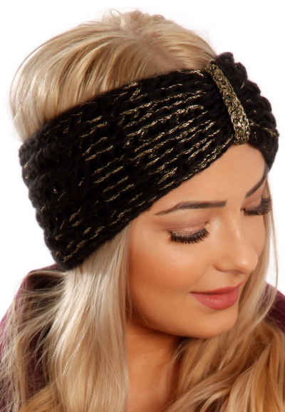 YC Fashion & Style Stirnband »Stirnband Strick Haarband mit Effektgarn Ohrenschützer Elastisch Made in Italy« (1-St) Grobstrick mit Glanz-Garn