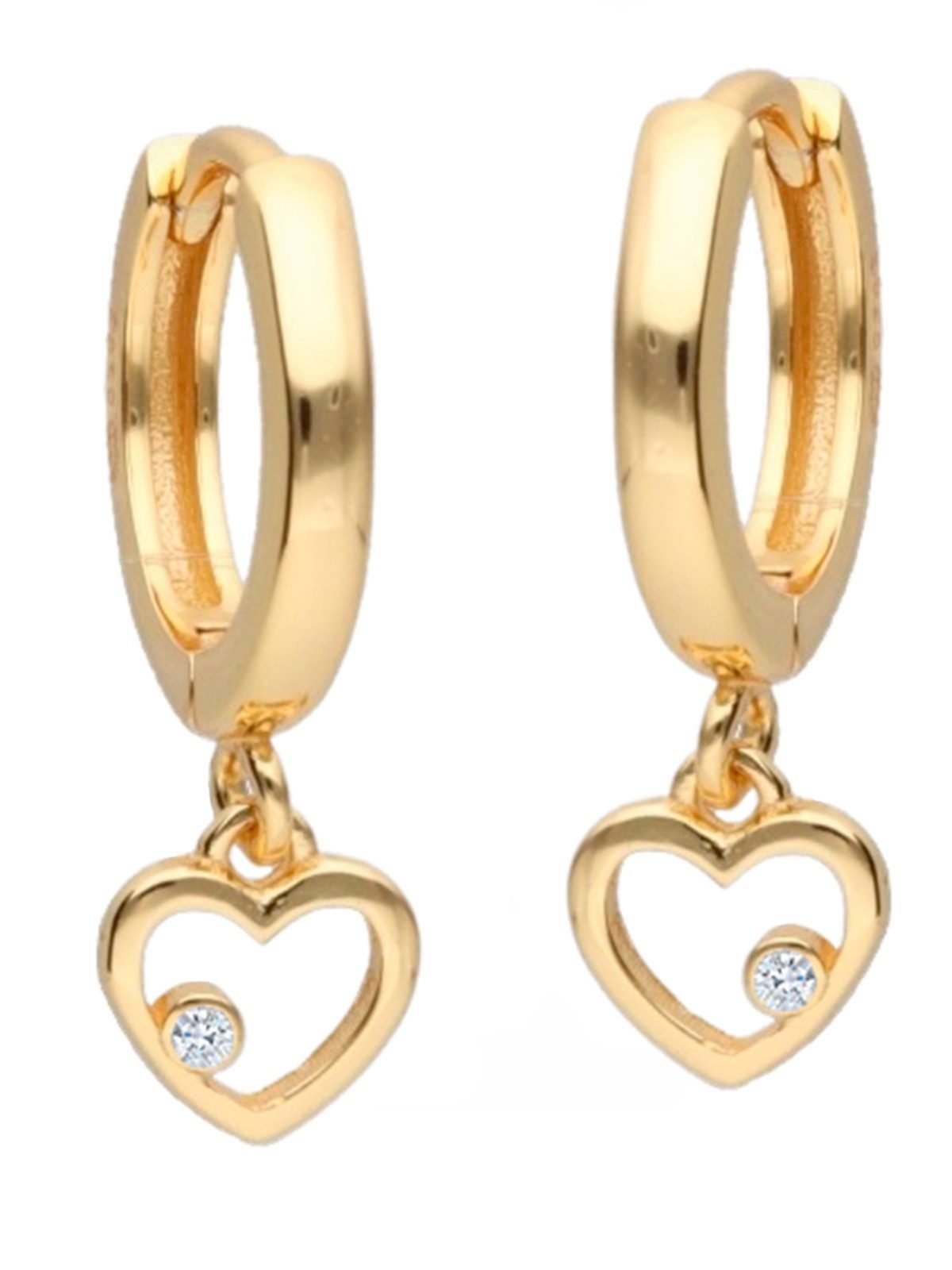 Goldene Hufeisen Paar Creolen Kinderohrringe Gold Creolen mit Herz Ohrringe für Mädchenwelt (1 Paar, inkl. Schmuckbox), 925 Sterling Silber, Hypoallergen