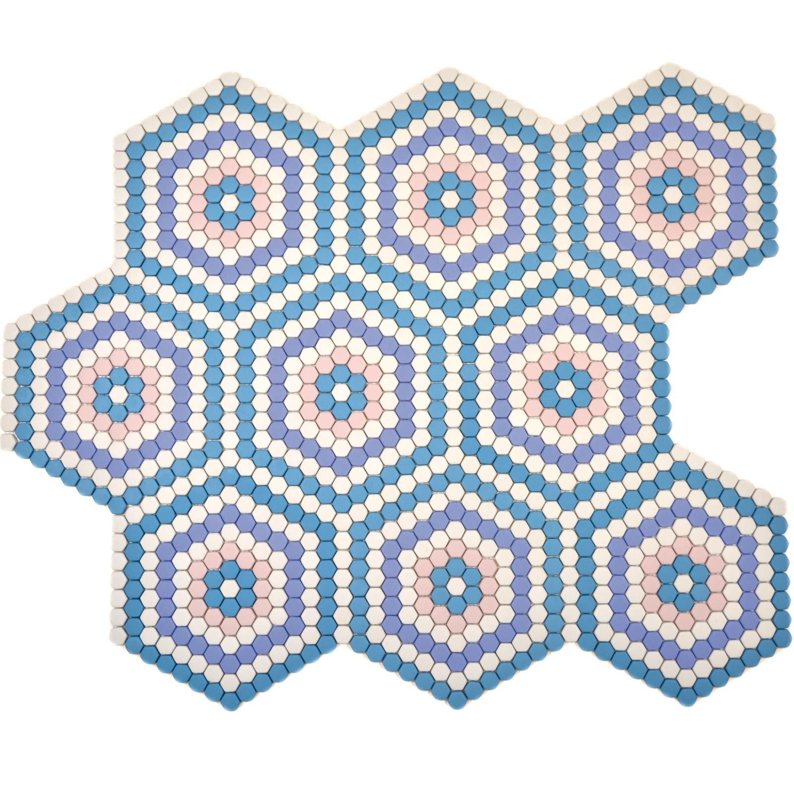 Mosafil Mosaikfliesen Glas Mosaikfliesen Eco Bahamas, Glas-Ecoglas 17.800x18.000, weiß-blau-rosa, Eco Glas - Frostsicher - Wasserfest