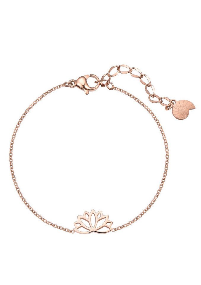 Hey Happiness Armband Lotus 18K Vergoldet, Armkette Lotusblume Anhänger, Edelstahl Damen Kettchen Blume, wasserfest