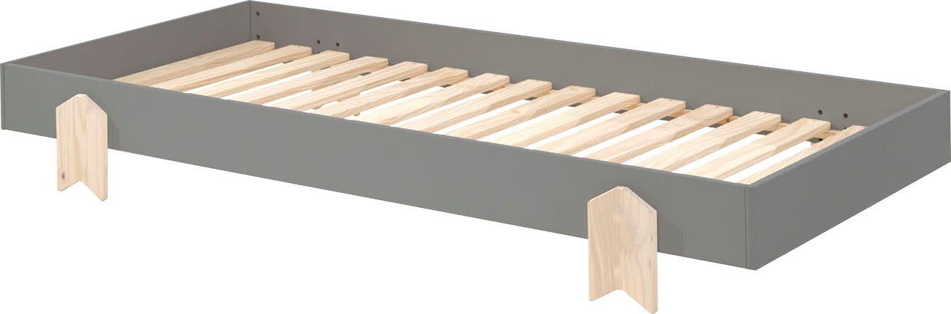 Vipack Kinderbett Modulo (Made in Europe), Jugendbett, Einzelbett, Stapelbett mit Füßen in Pfeiloptik