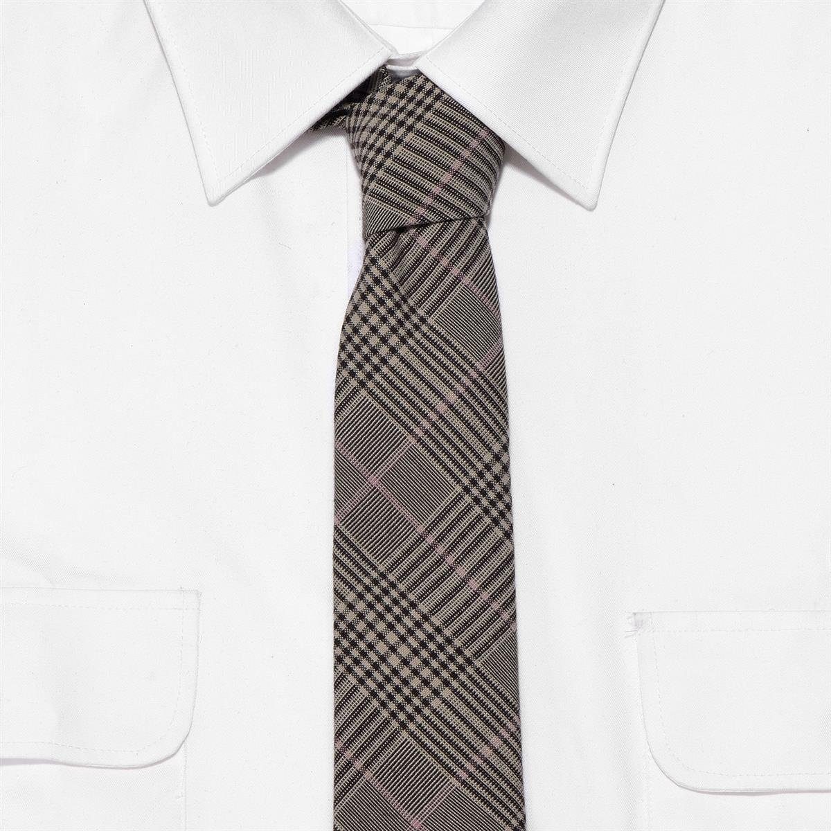 1-St., Krawatte gestreift, Streifen Karos cm Herren Veranstaltungen DonDon festliche oder oder Baumwolle, 1x oder kariert für braun-schwarz (Packung, Krawatte) 6 Krawatte mit Büro kariert