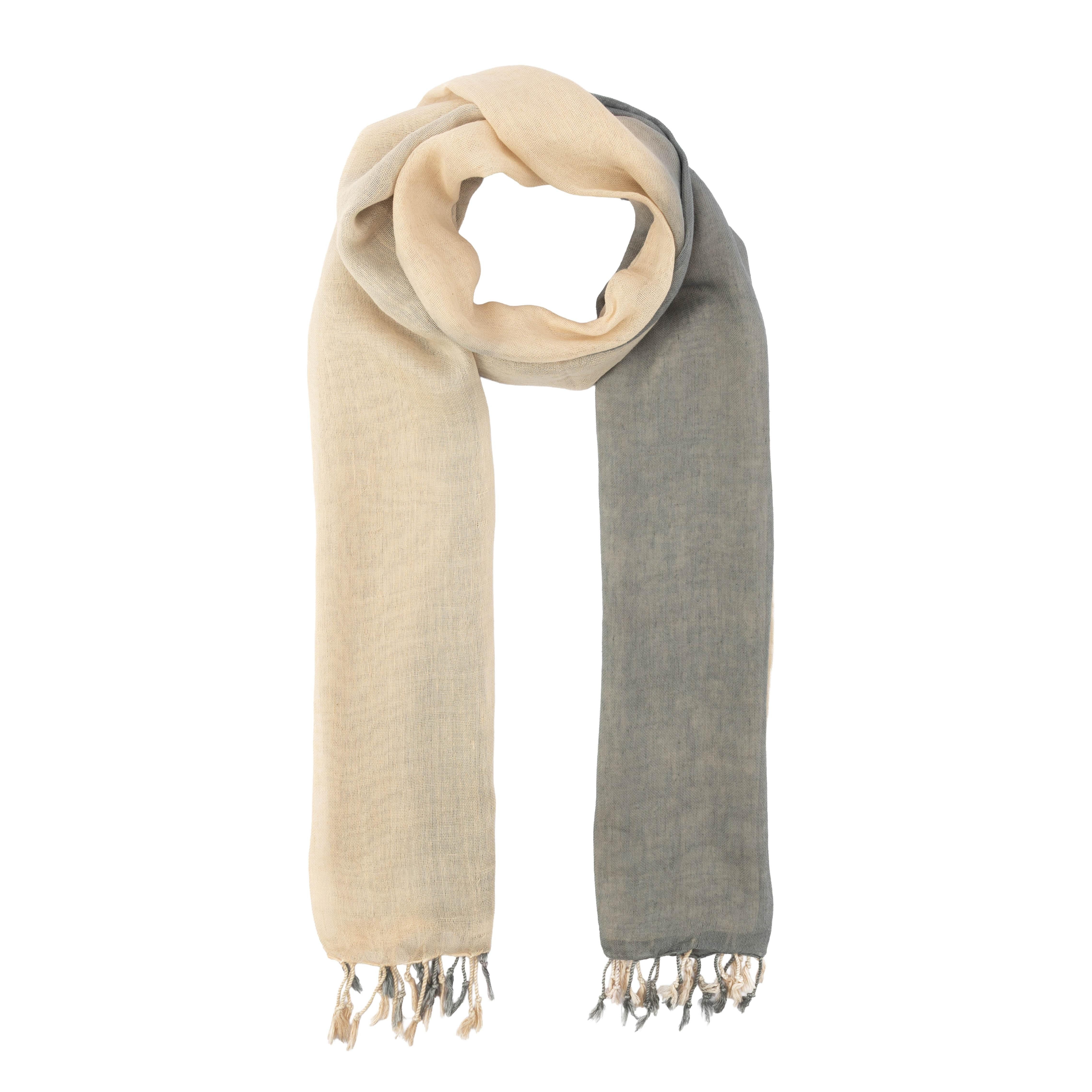 El Puente Schal Schal aus Baumwolle in Beige-Grau, Handmade, Handmade