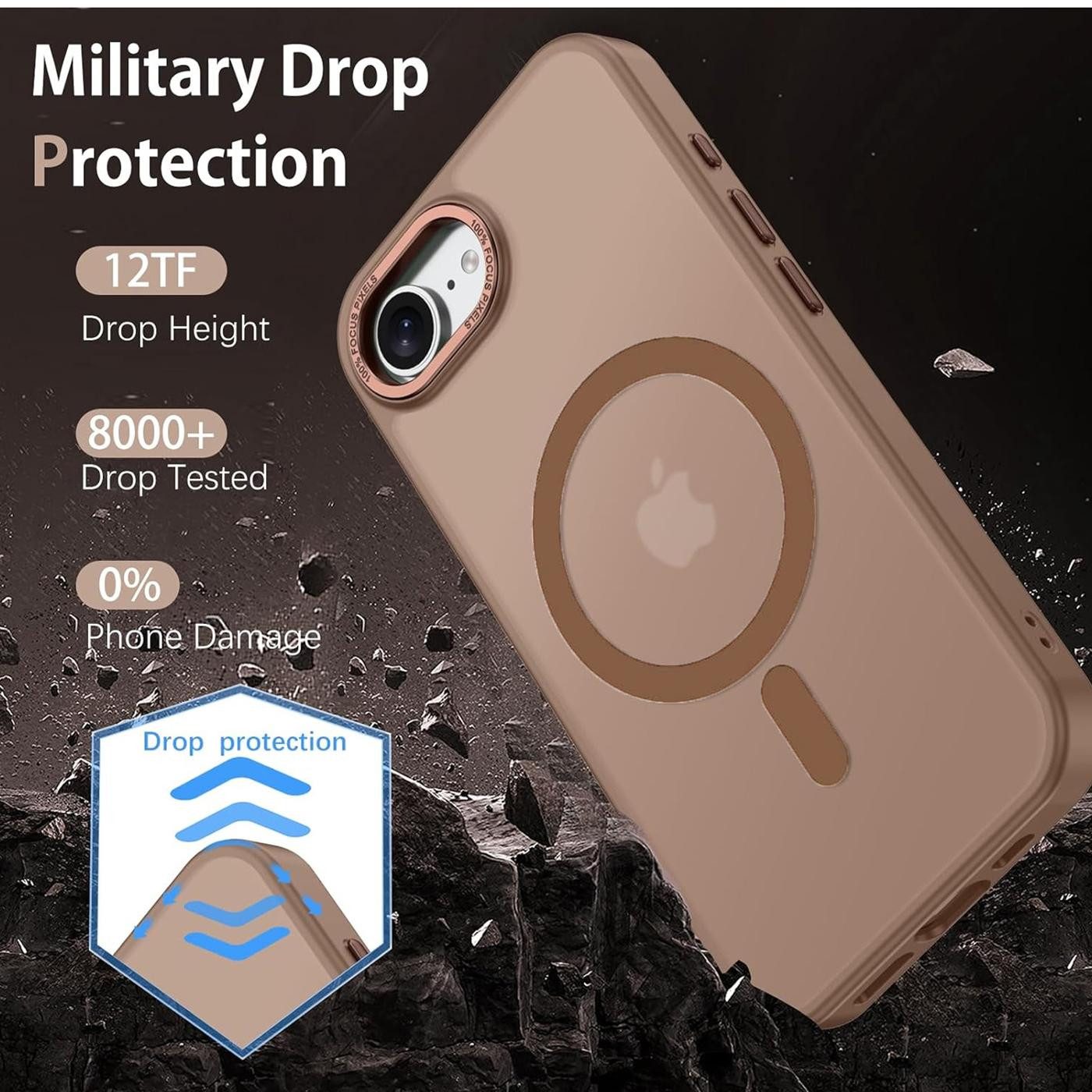 CoolGadget Handyhülle Magnet Hülle für iPhone 16e Schutzhülle mit Metall Kamerarahmen 6,1 Zoll, magnetisches Schutzcase Matt Stoßfest kompatibel mit Magsafe Zub – Bild 5 von 5