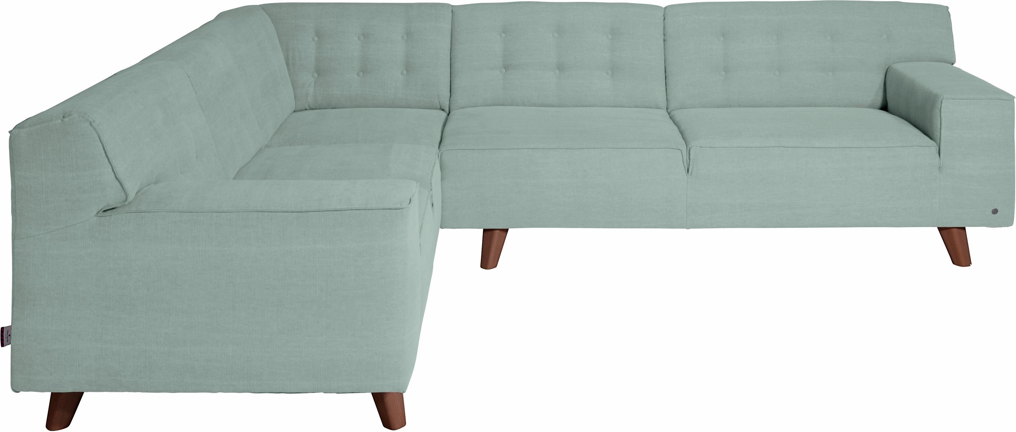 Ecksofa TOM im Füße TAILOR NORDIC Retrolook, nussbaumfarben HOME CHIC,