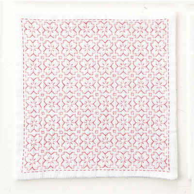 Olympus Thread Kreativset Olympus Hitomezashi Sashiko Stickpackung "Taschentuch iine Cherry Blo, (embroidery kit by Marussia)