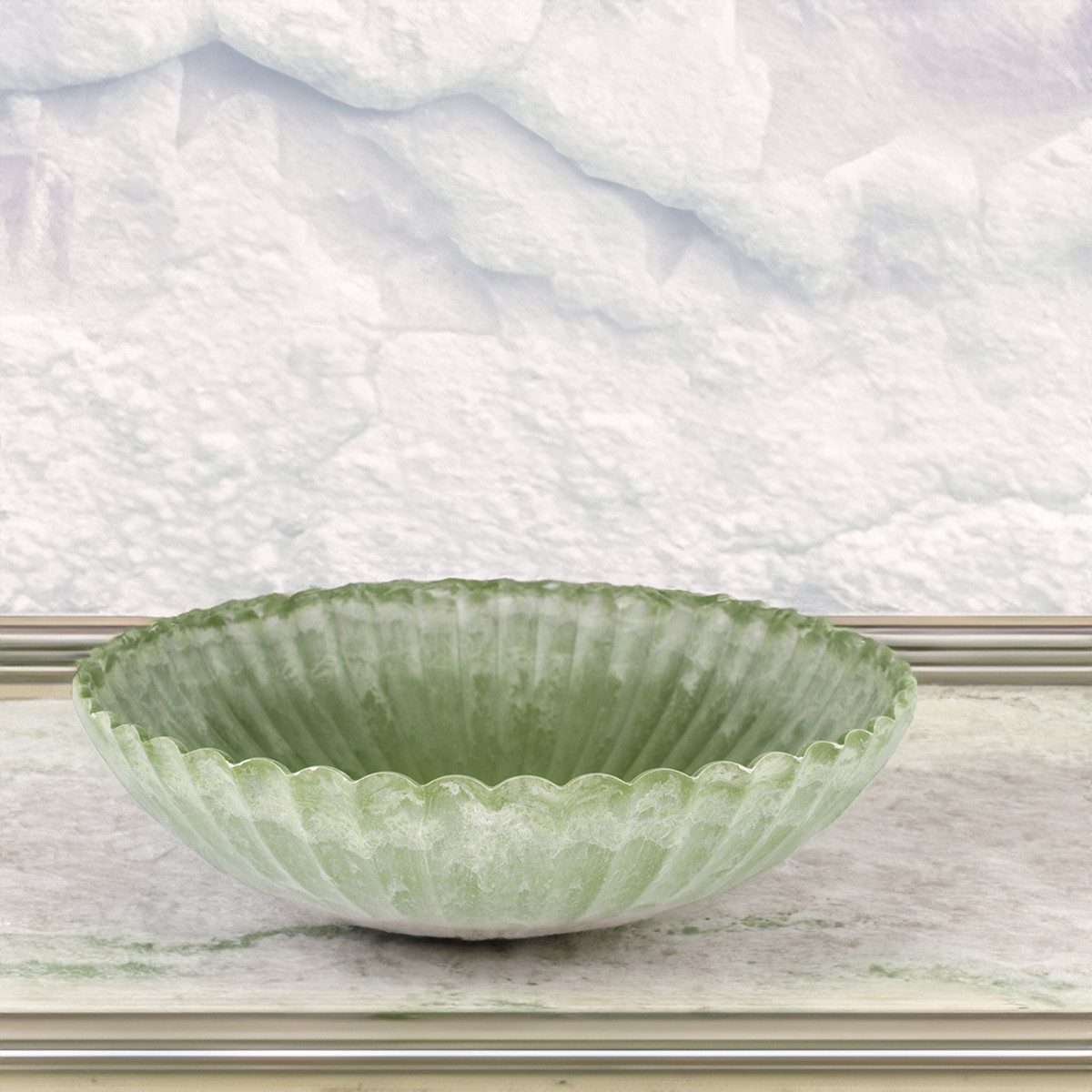 matches21 HOME & HOBBY Blumentopf Pflanzschale für draussen Dekoschale rund grün marmoriert 22 cm (1 St), Blumen-Schale als wetterfeste Friedhof-Schale Grab-Schmuck Grabschale