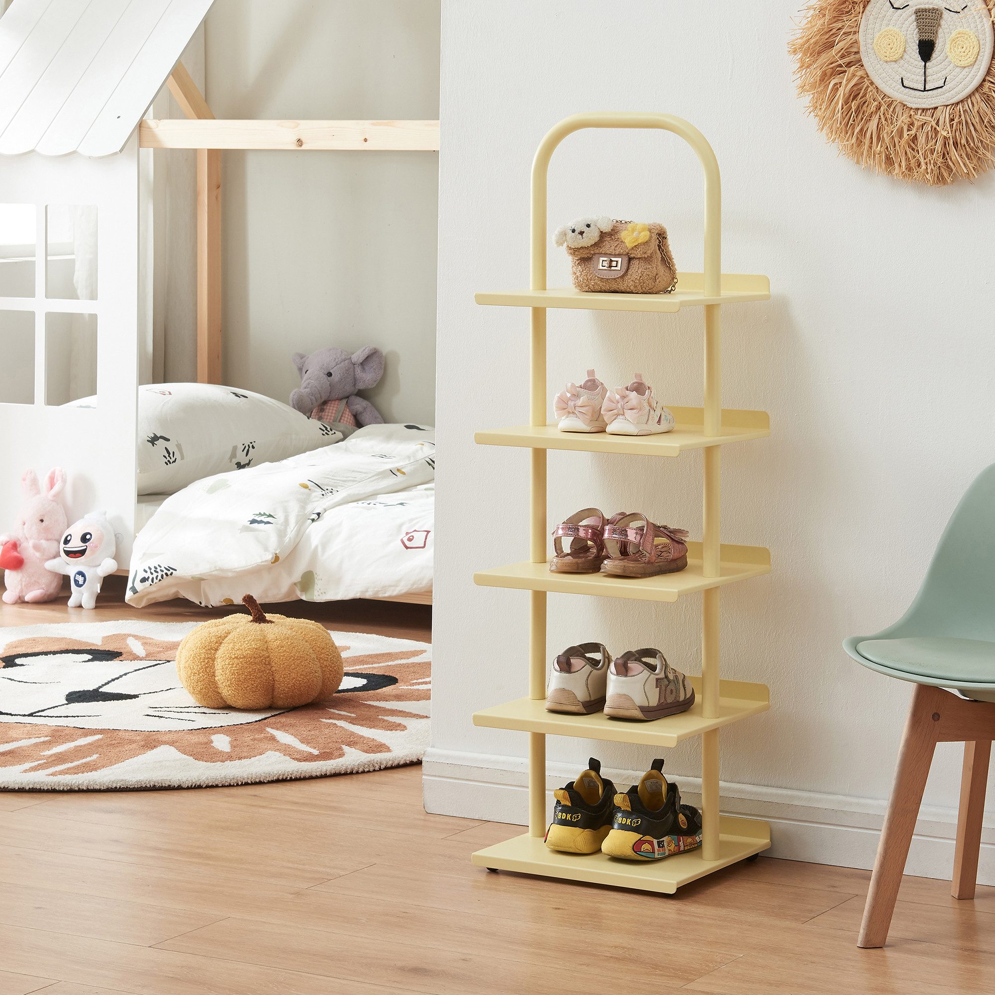 en.casa Schuhregal, für Kinder »Poytya« mit 5 Ebenen Stahl 96 x 30 x 27 cm günstig online kaufen