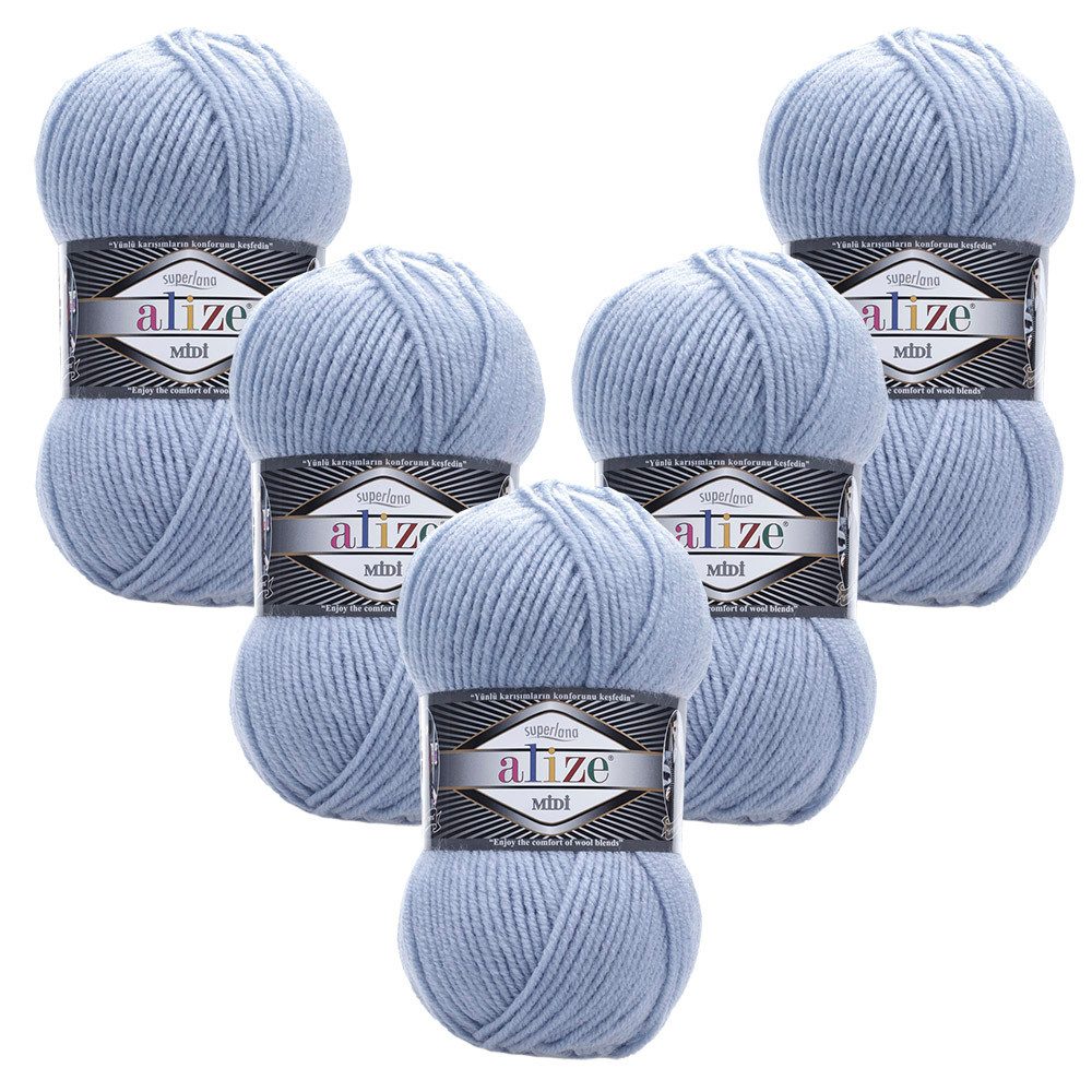 Alize 5 x ALIZE Superlana Midi Häkelwolle, 170 m, Yarn,Strickgarn,Handstrickgarn