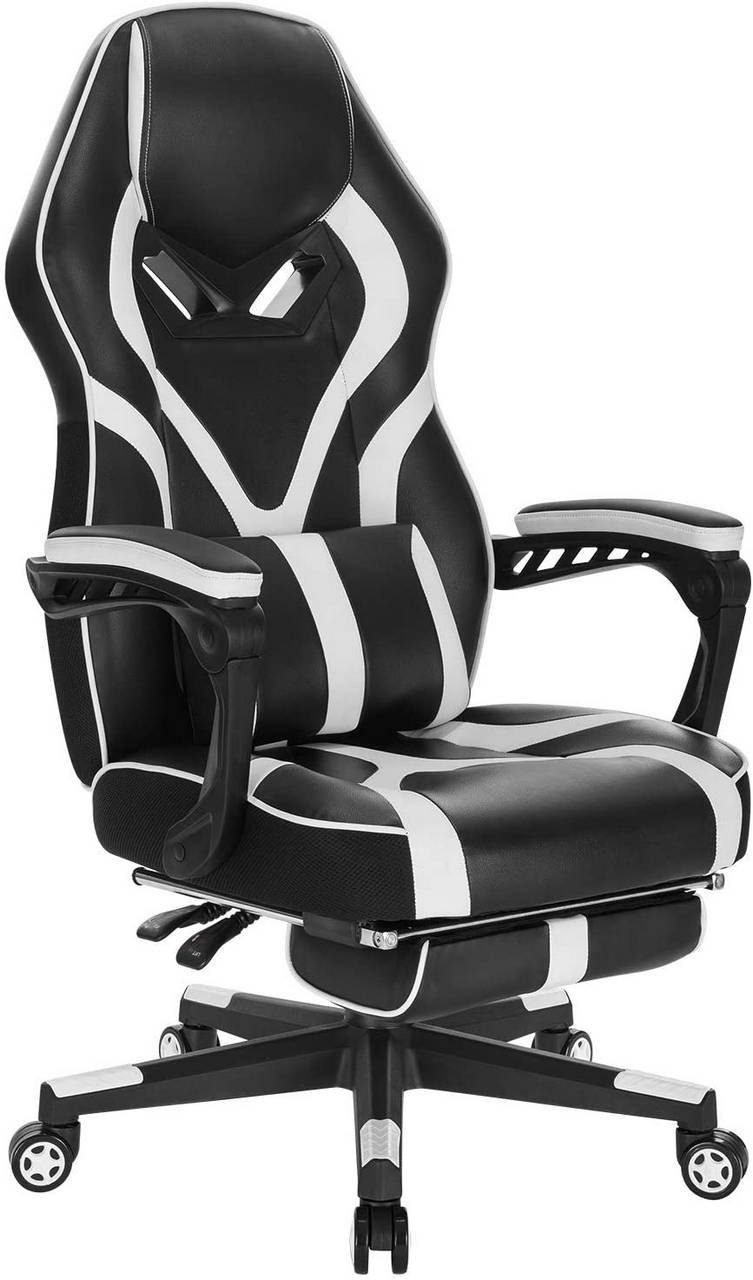 Woltu Gaming-Stuhl (1 St), Chefsessel mit Rollen Fußstützte aus Kunstleder