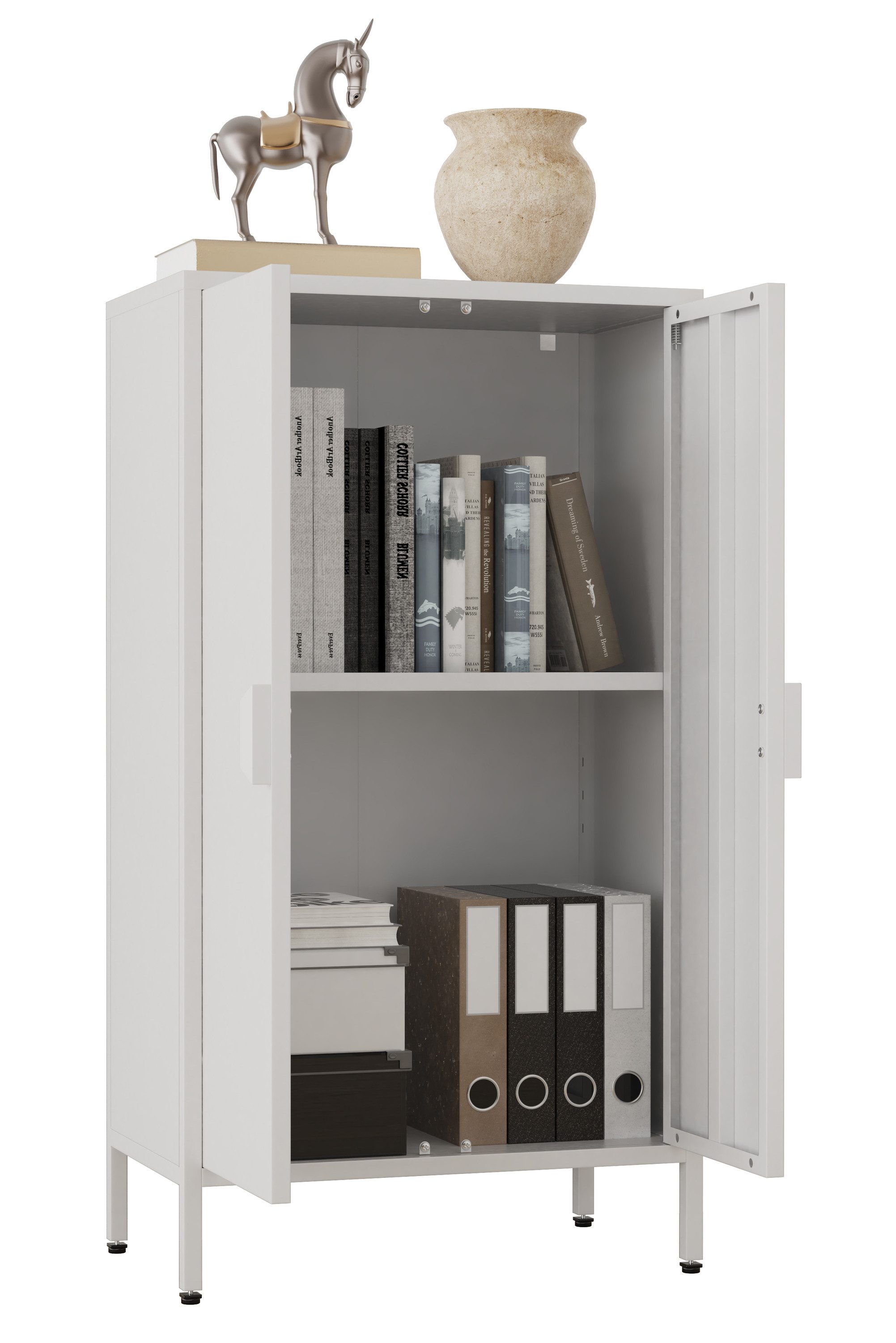 VCM Kommode Stahl Kommode Sideboard Schrank Drehtüren Flokas M