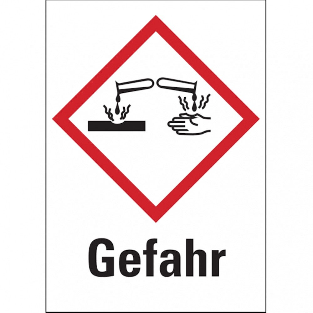 Hinweisschild Gefahrstoffetiketten - Ätzwirkung (GHS05) Signalwo - 20x29 mm Folie se