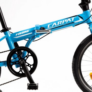 CARPAT SPORT Faltrad 20 Zoll Klapprad City Bike Damen, Herren, Mädchen und Jungen, 7 Gang V-Bremse Schaltwerk, Kettenschaltung, Alu-Rahmen Faltbarer Fahrrad
