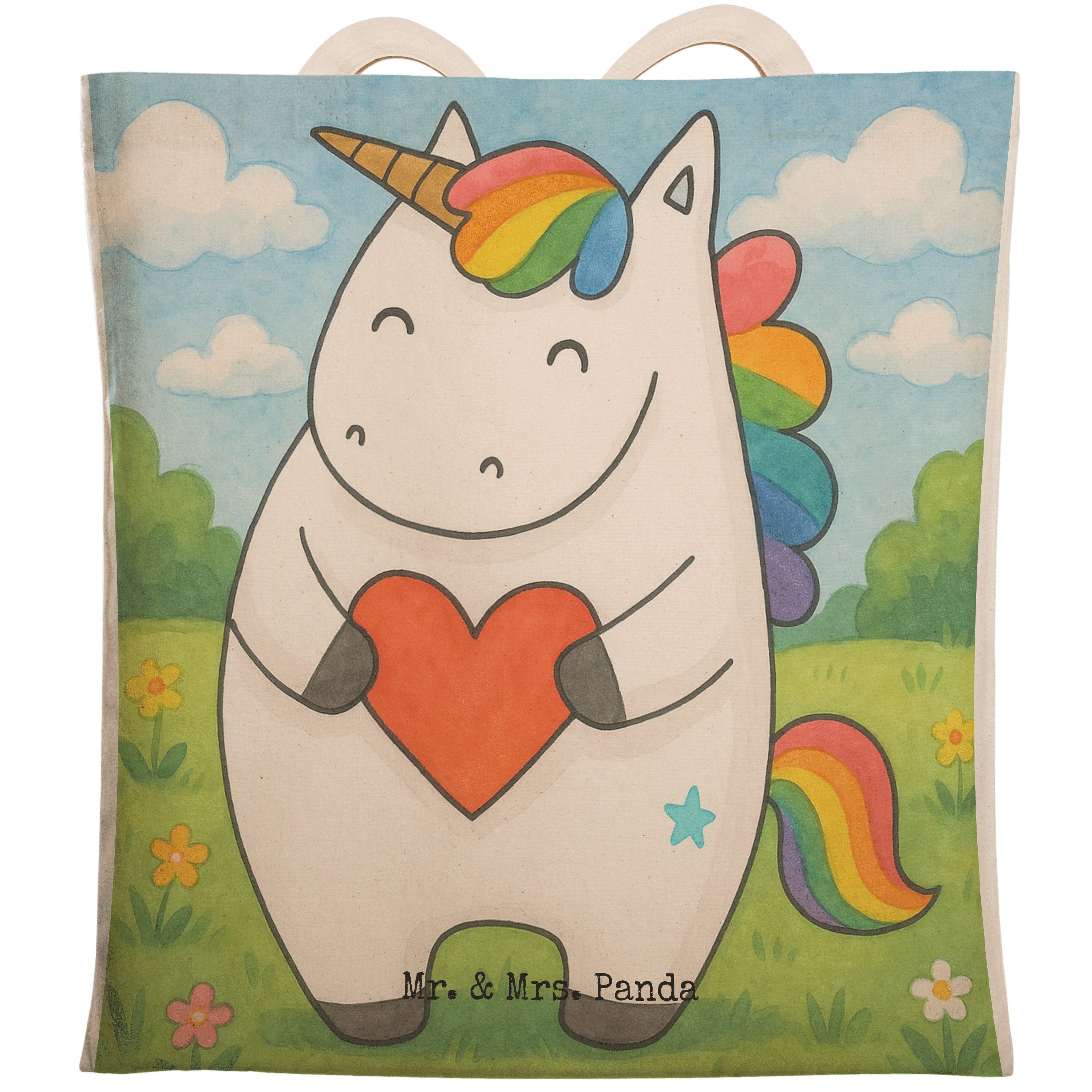 Tragetasche Einhorn Herz Design, shopping bag, Weiß, Unicorn, Lustig, Beuteltasch