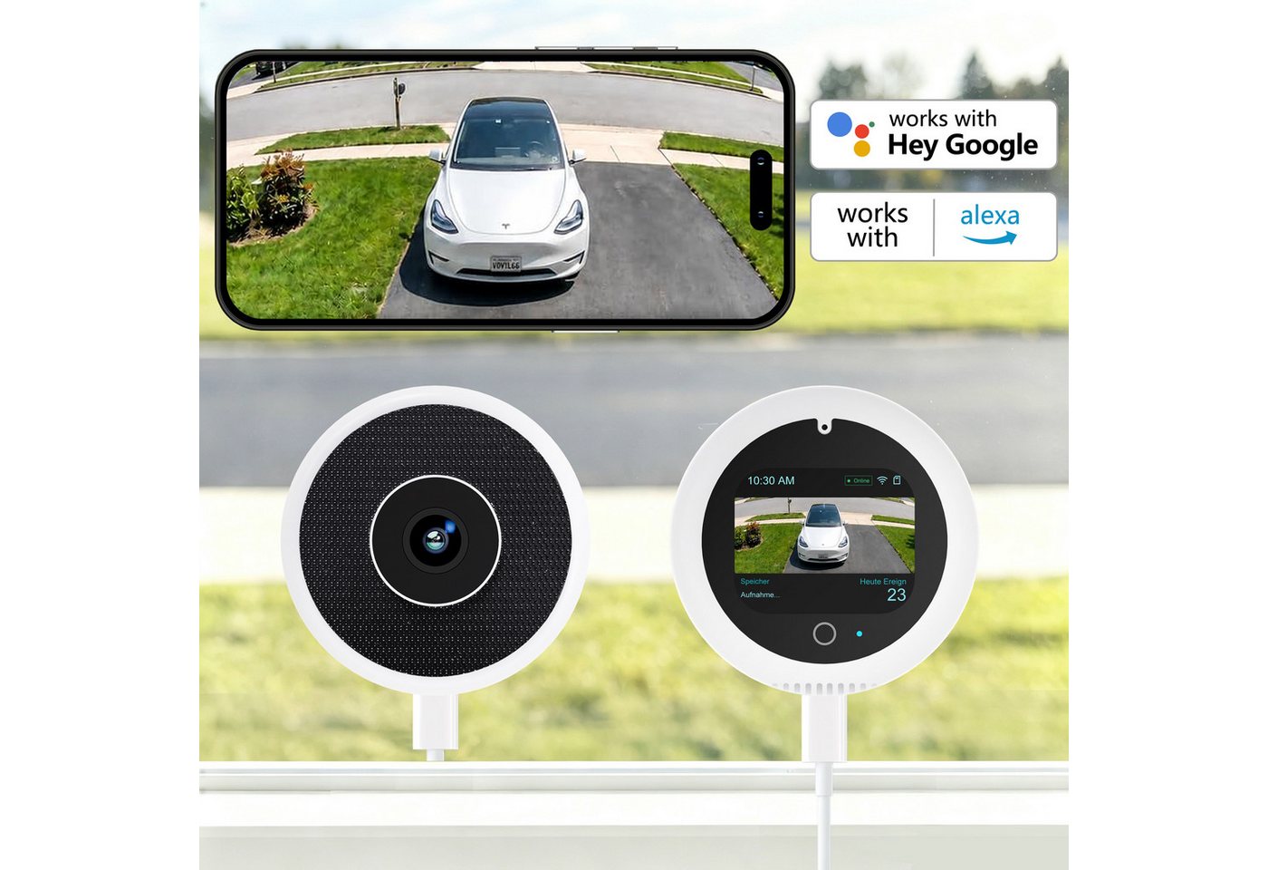 FOSMET IP-Überwachungskamera Fensterkamera 5MP 3K, WiFi 6, AI Personenerkennung & Farb-Nachtsicht (Indoor Fensterkamera,2-Wege-Audio,Alexa & Google,130.5° Weitwinkel)