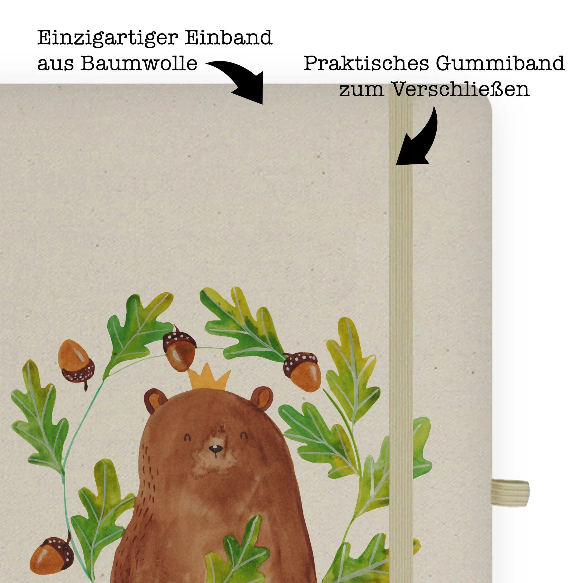 Thumbnail - Mr. & Mrs. Panda Notizbuch Bär König - Transparent - Geschenk, A5 Notizbuch Leder, bester Vater, Mr. & Mrs. Panda, Kreat...