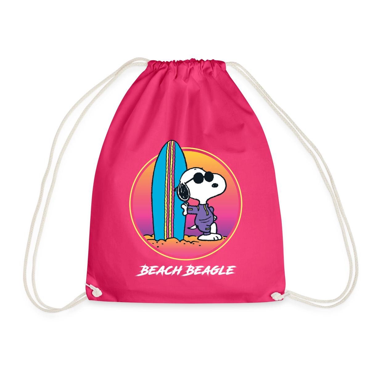 Spreadshirt Turnbeutel Peanuts Snoopy Cool Surfen Strand Urlaub Turnbeutel (1-tlg)